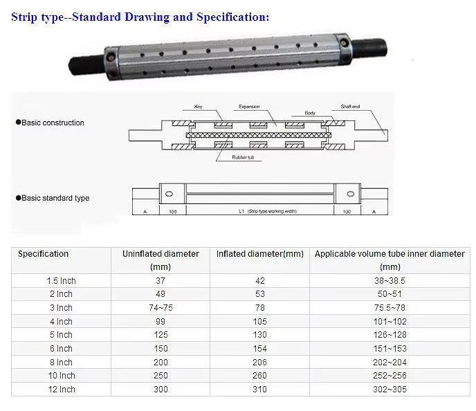 product customizable 1 6 inches slab type and key type inflatable pneumatic air expanding shaft ce certified aluminum alloy air shaft-0