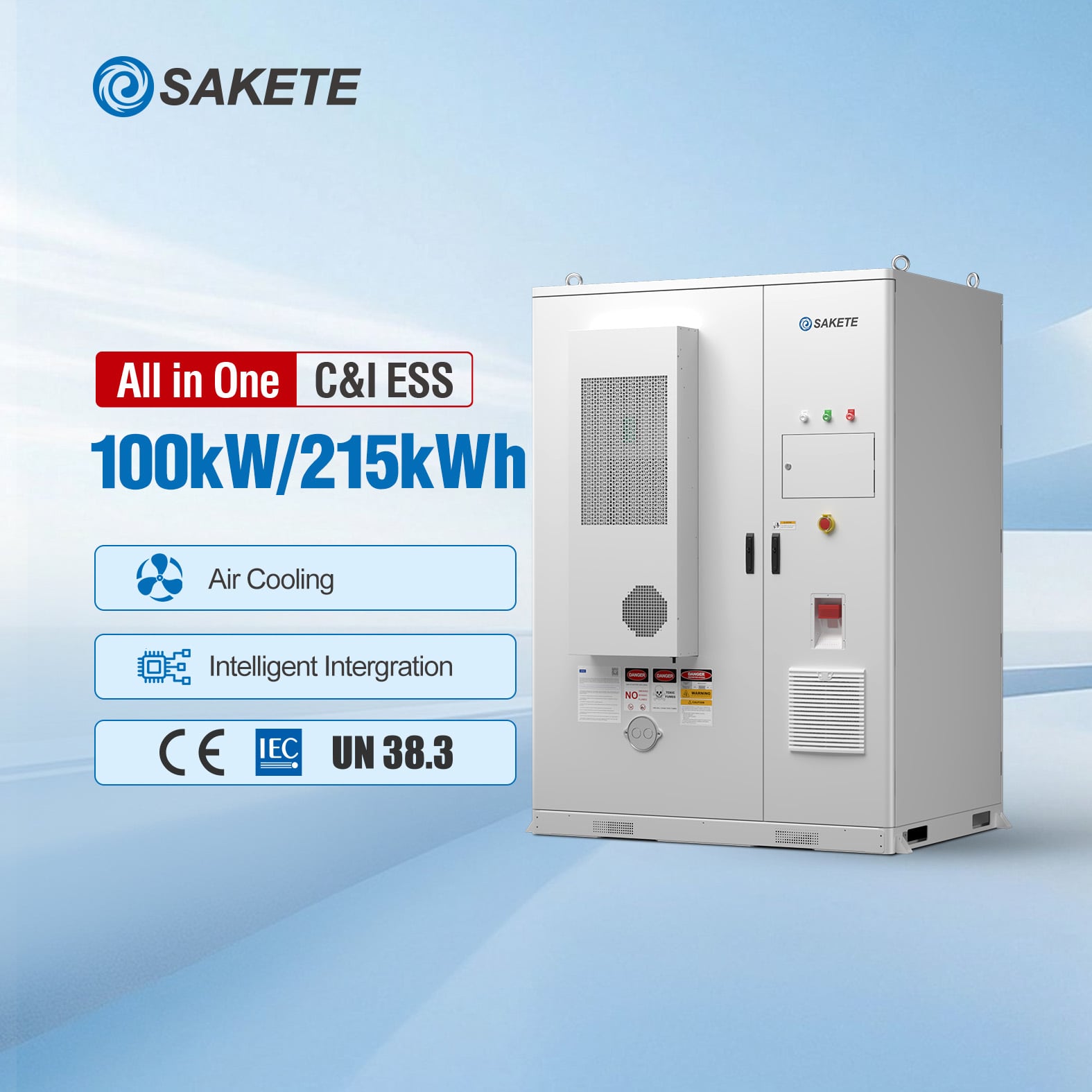 Air-Cooled Integrated Commercial & Industrial Energy Storage System 215kWh-100kW