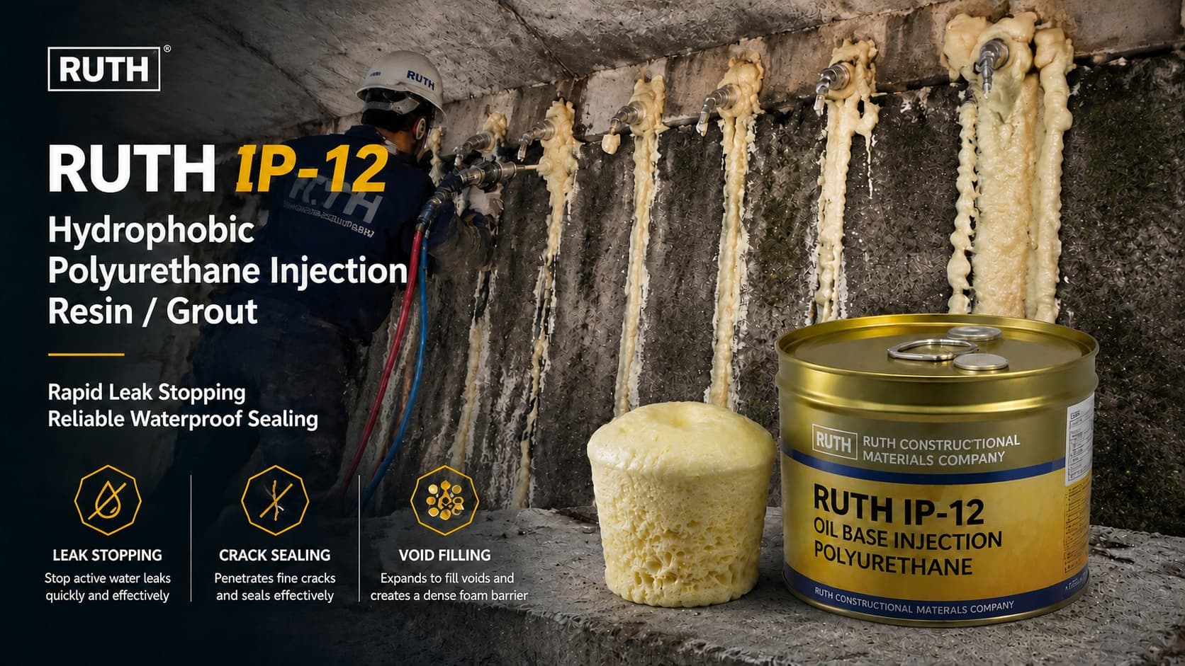 ip 12 polyurethane injection resin concrete crack repair-0