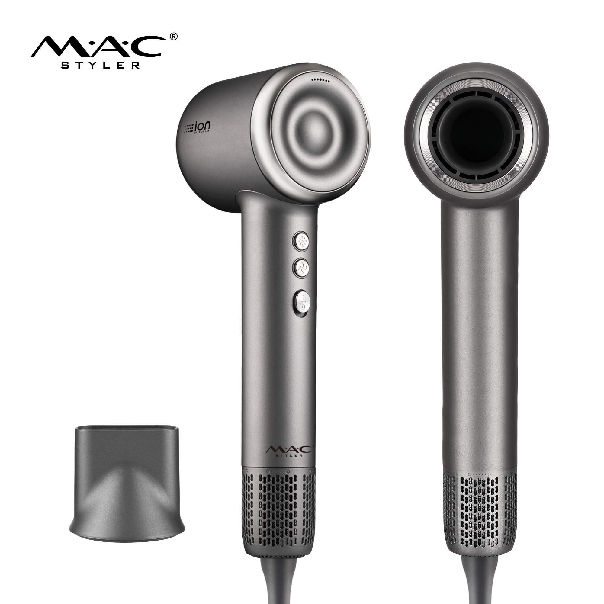 MAC Styler MC-6606 1600W High-Speed Ion Hair Dryer – Brushless Motor, 5-Temp Control