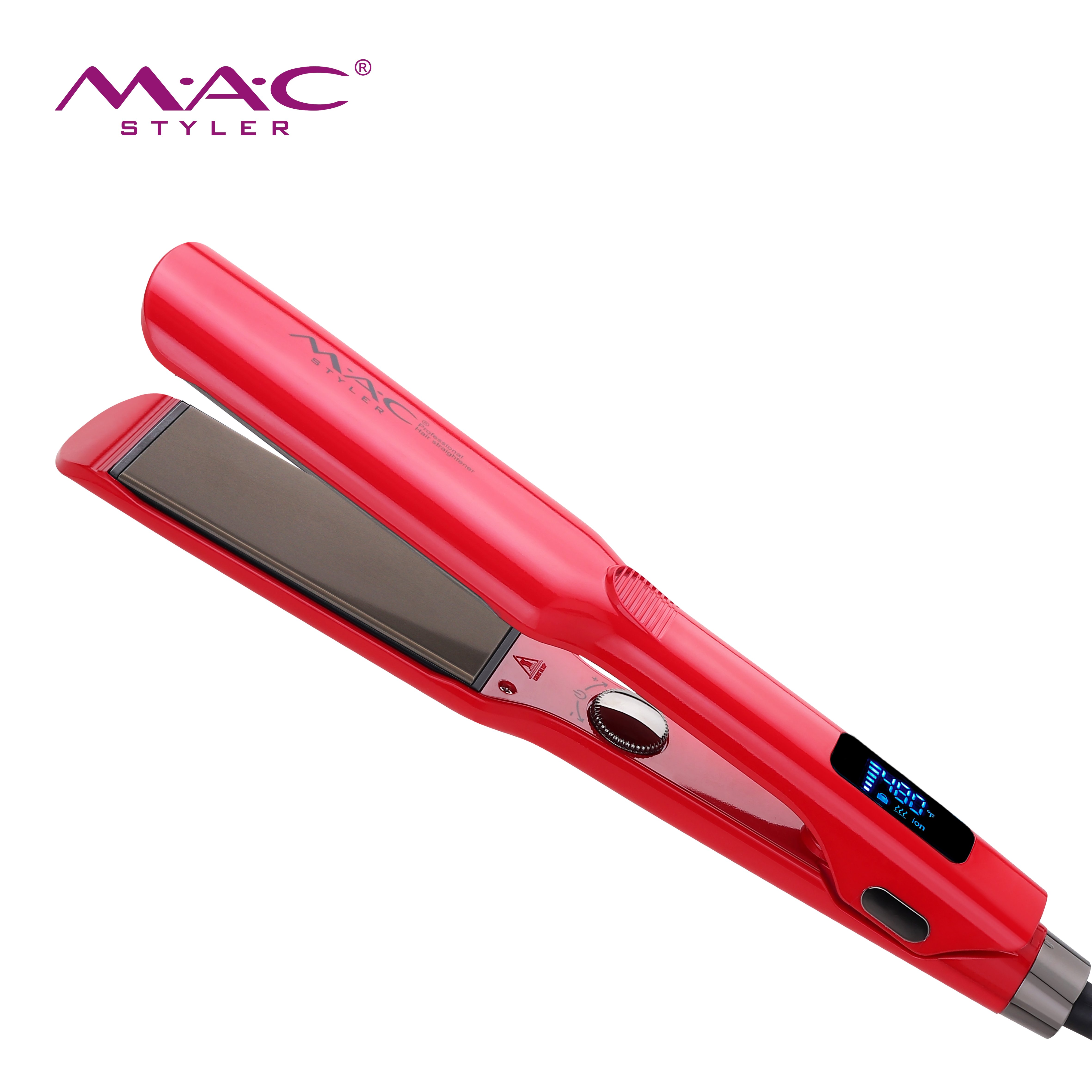 MAC Styler MC-5574 Professional Hair Straightener – Titanium Plate, MCH Heater, 480°F, LCD Display
