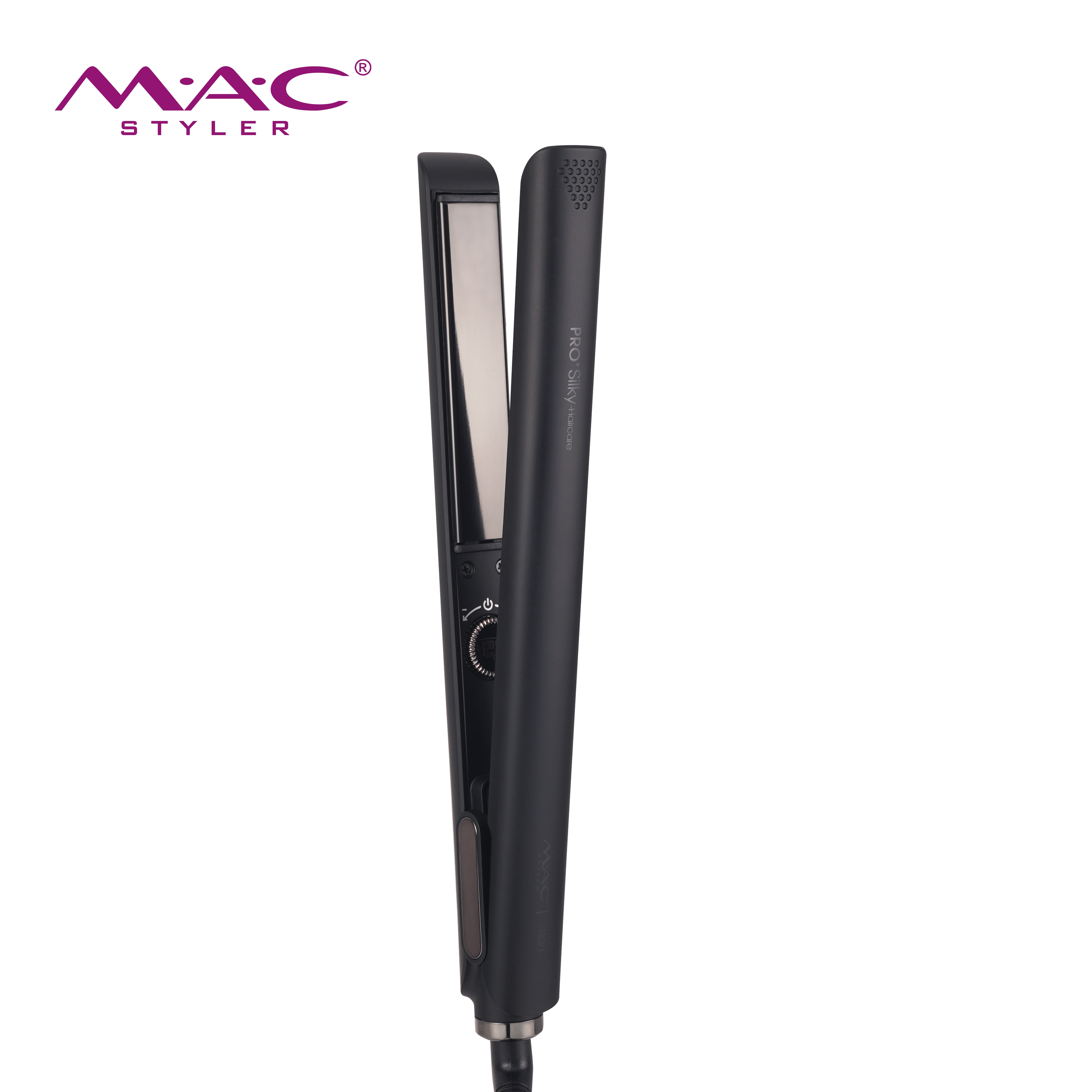MAC Styler MC-5598 PRO+ Silky Haircare Professional Hair Straightener – PTC Heater, 10s Rapid Heat, 3000W Hydrated Negative Ion, Three-Layer Insulation, Controllable Switch, 160°F–480°F, Dual Purpose Straight Roll, Matte Black