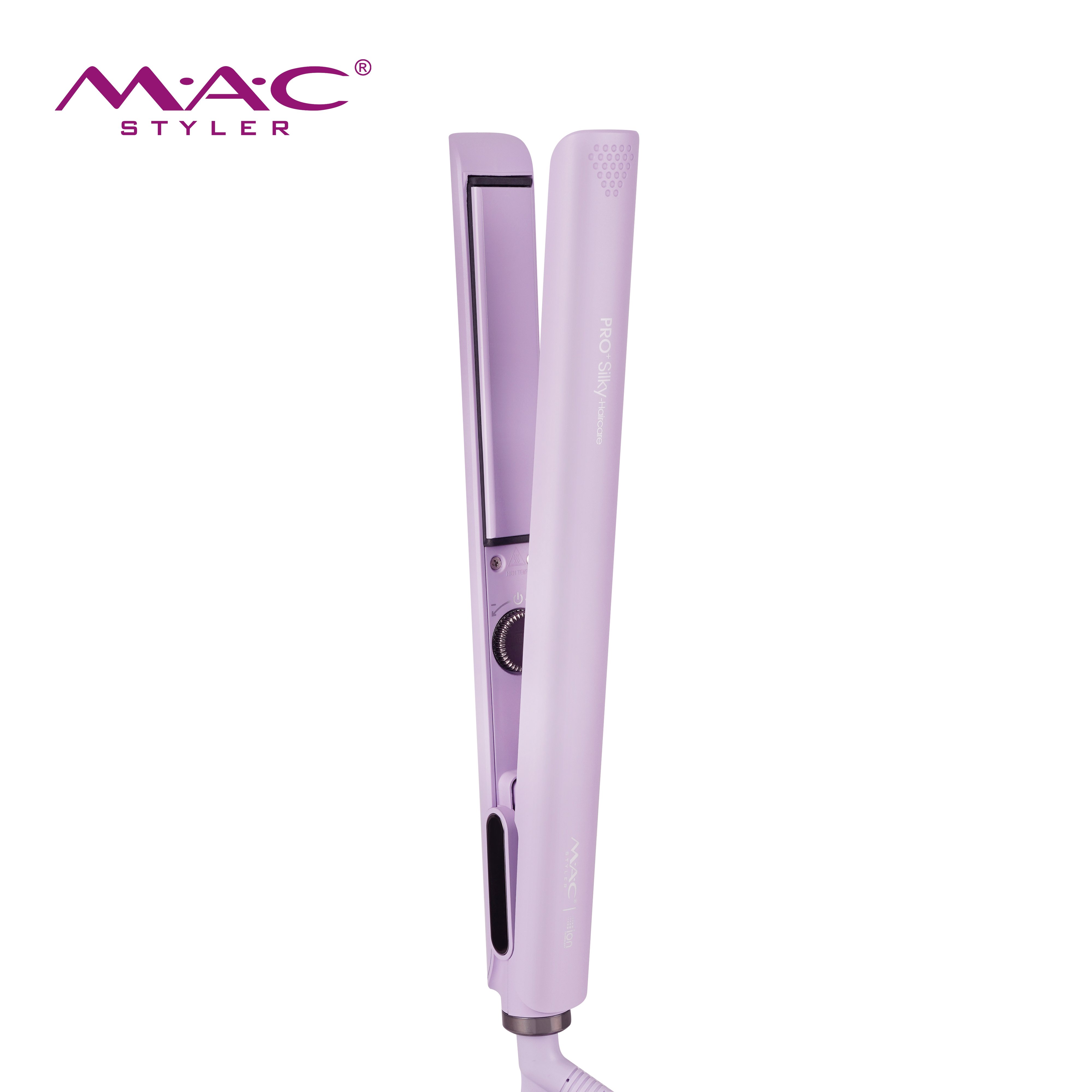 MAC Styler MC-5597 PRO+ Silky Haircare Professional Hair Straightener – PTC Heater, 10s Rapid Heat, 3000W Hydrated Negative Ion, Three-Layer Insulation, Controllable Switch, 160°F–480°F, Dual Purpose Straight Roll, Lilac Purple