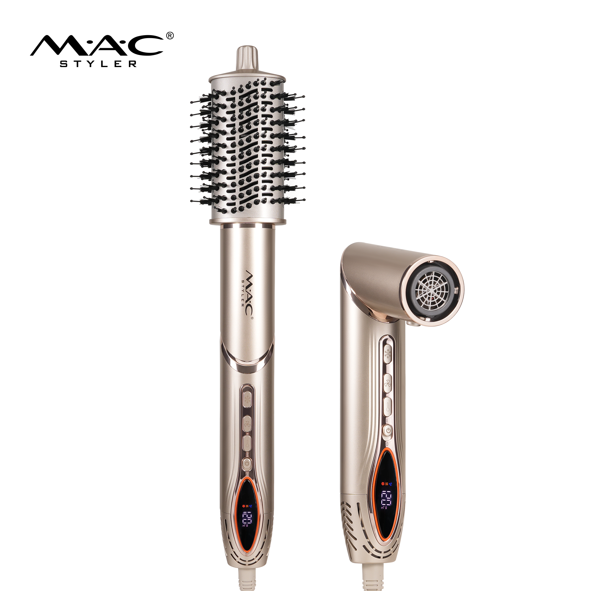 MAC Profesional 8 in 1 Detachable Salon Dryer One Step Volumizer Hot Air Brush Styler Electric Hair Straightener Brush Comb