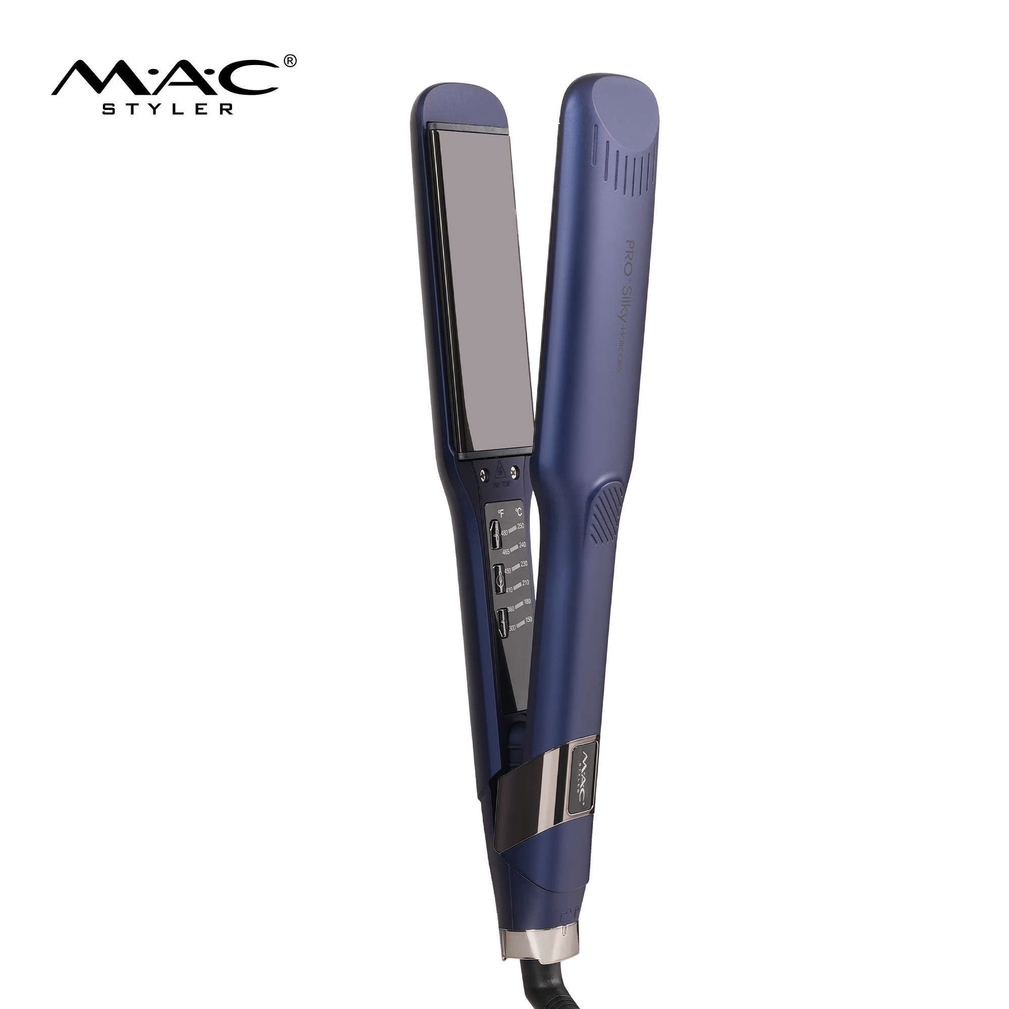 MAC Styler MC-5599D PRO+ Silky Haircare Digital Wide Plate Flat Iron – 7 Colors Styling Collection, Dual °F/°C LED Ladder Display 300°F-480°F, Floating Titanium Plates, CE ROHS, OEM ODM