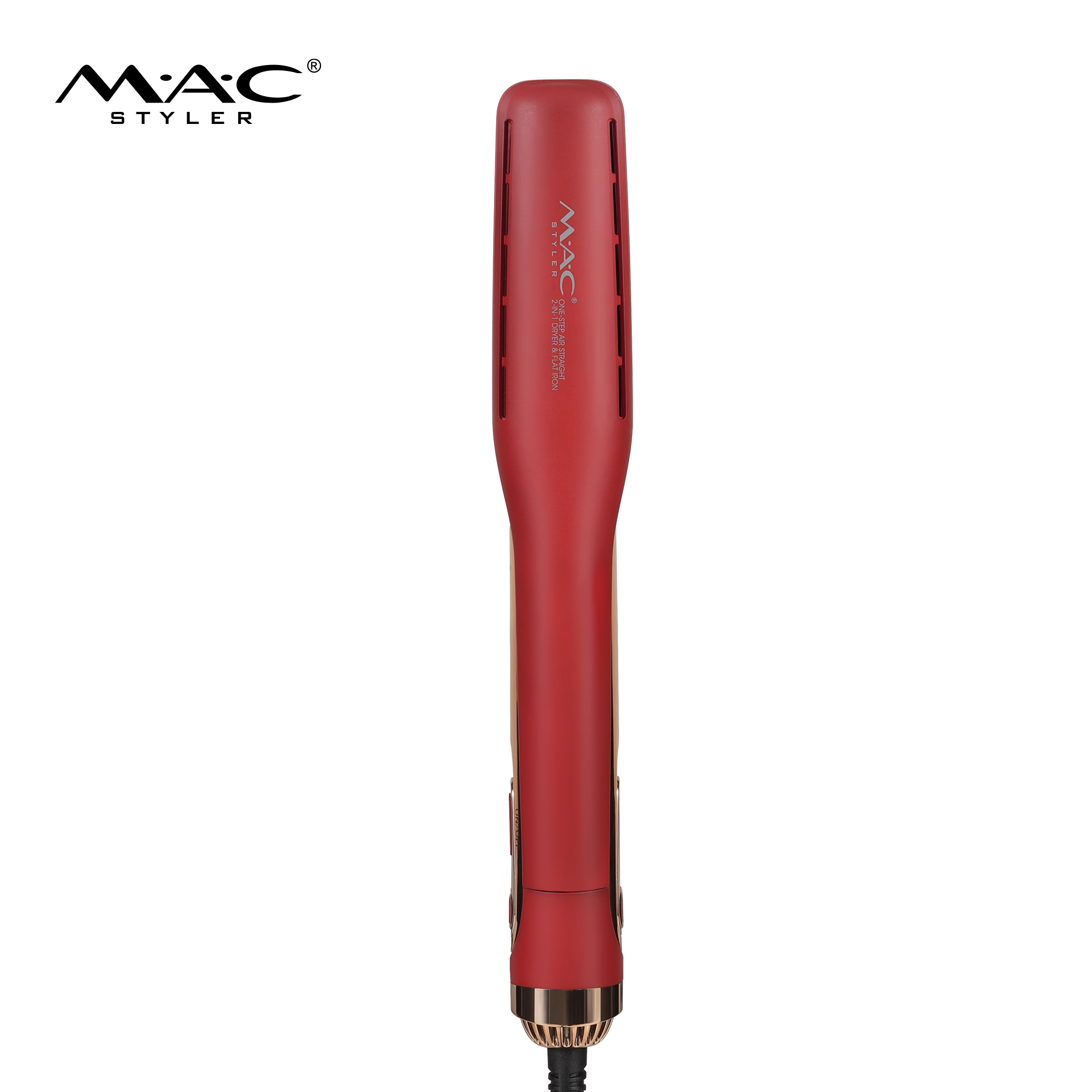 MAC Styler MC-52A One-Step Air Straight 2-in-1 Dryer & Flat Iron – Wet-to-Dry High-Velocity Airflow System, MCH Fast Heat 450°F, 6 Designer Colors, Directional Air Outlets, CE ROHS, OEM ODM