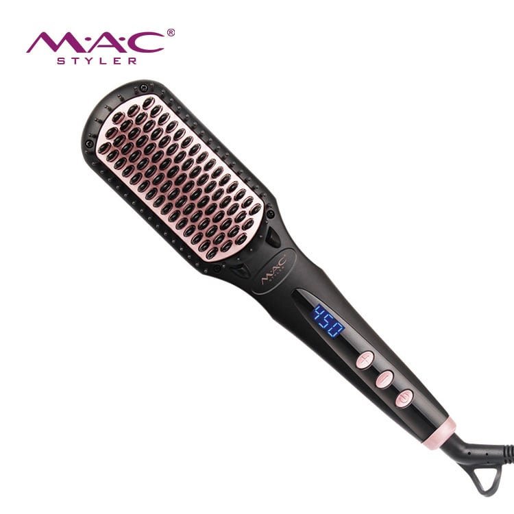 Peigne Électrique Large à Kératine Protecteur 230C Lisseur de Cheveux Brossage à Haute Température