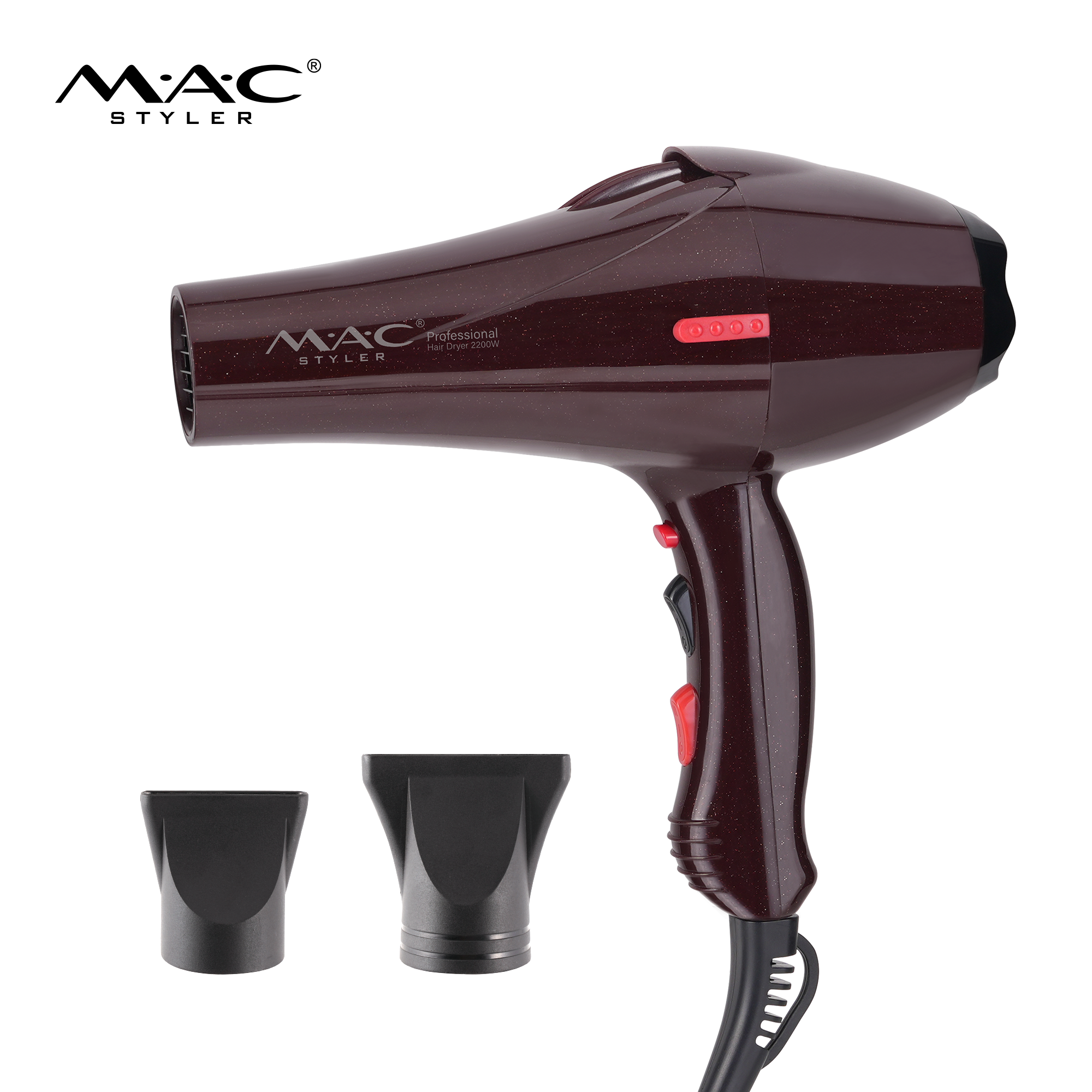 MAC Styler 2200W Professional Hair Dryer – Ionic Fast Dry with 2-Speed & 3-Heat Settings