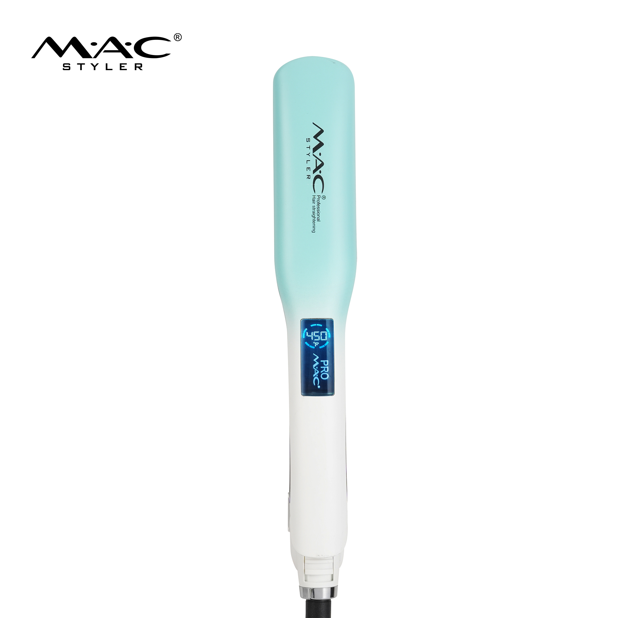 MAC Styler MC-5616 PRO Gradient Edition Digital Hair Straightener – Mint Green to Pearl White Ombre, 450°F LCD Display, Mirror Titanium Floating Plates, CE ROHS, OEM ODM