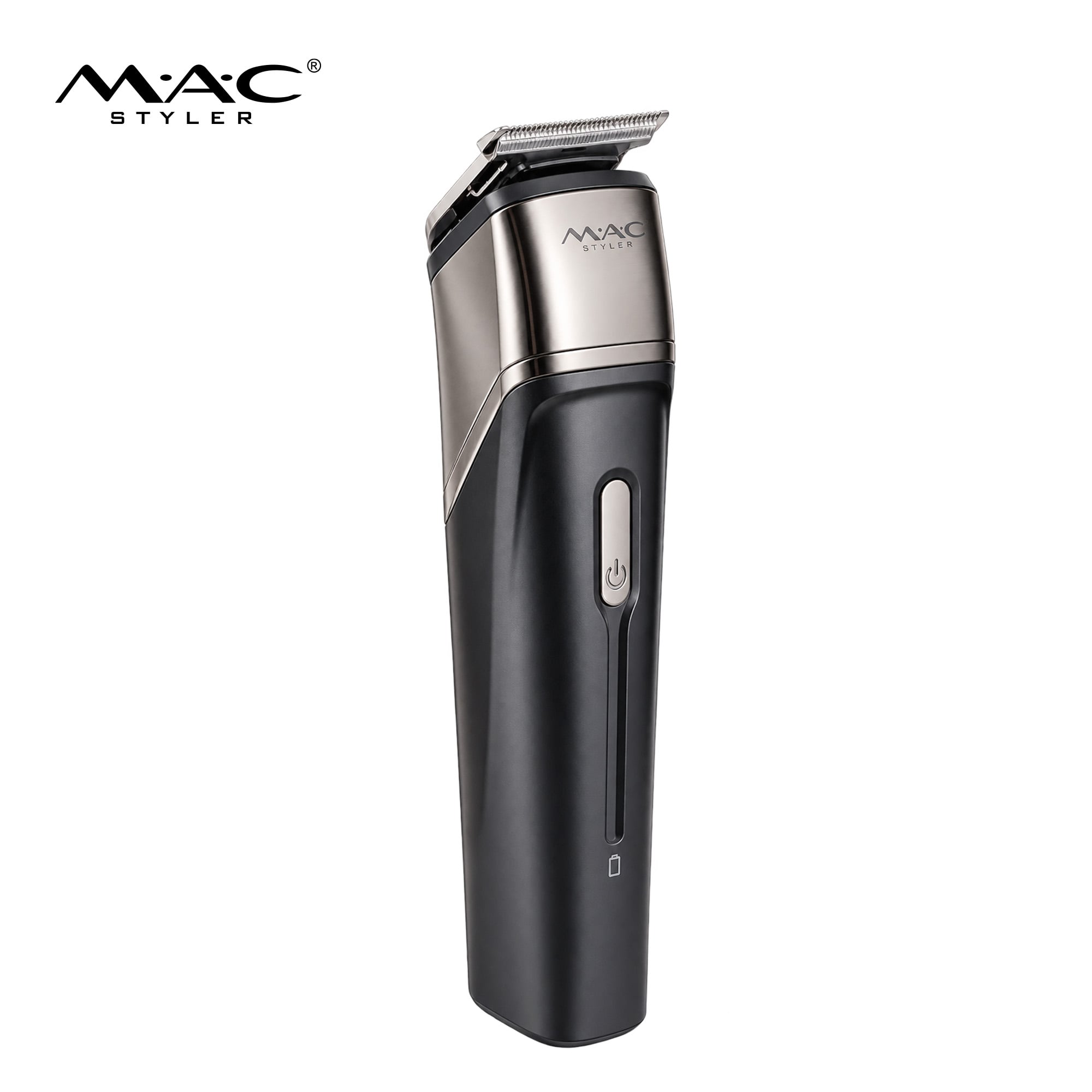 MAC Styler MC-8015 IPX5 Waterproof Professional Hair Clipper – Vertical Stainless Steel Blade, Transparent Motor Window, AC 100-240V Dual Voltage, 90-Min Quick Charge, CE ROHS, OEM ODM