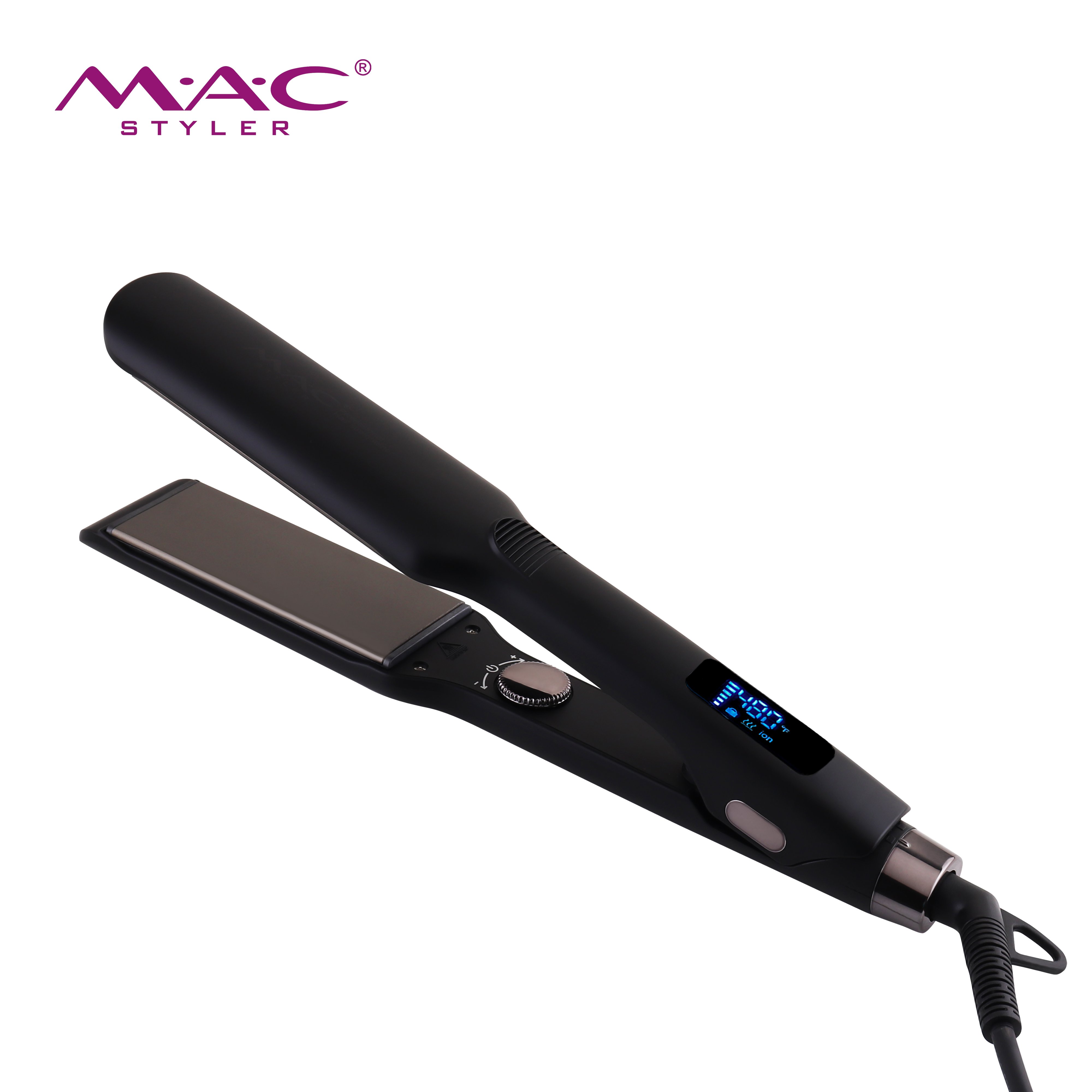 MAC Styler MC-5573 Professional Hair Straightener – Titanium Plate, MCH Heater, 480°F, LCD Display