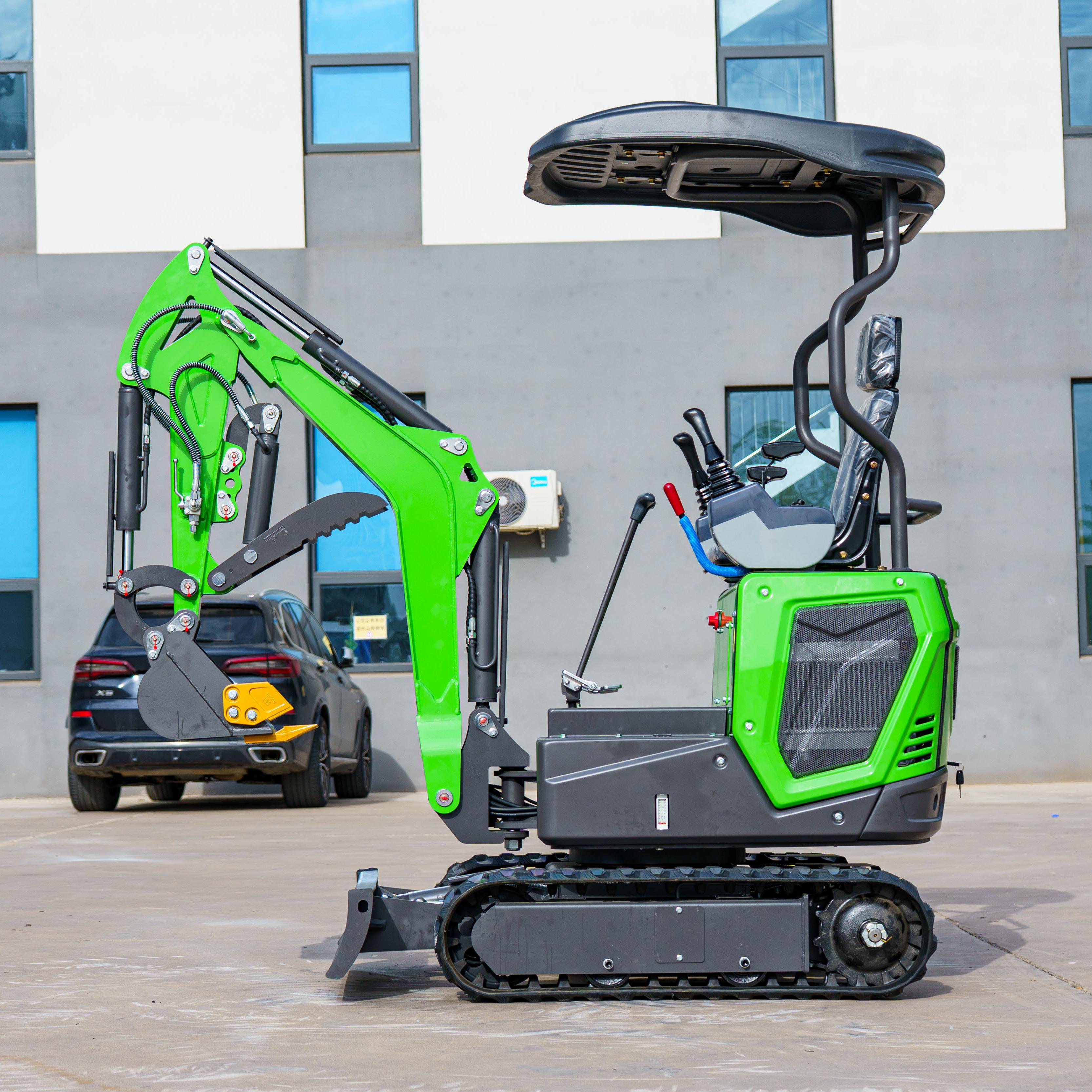 New 1.2Ton China Factory Supply with Upper Arm Lateral Swing Green Mini 1.2Ton Excavator with Auger Attachment for Garden Projects