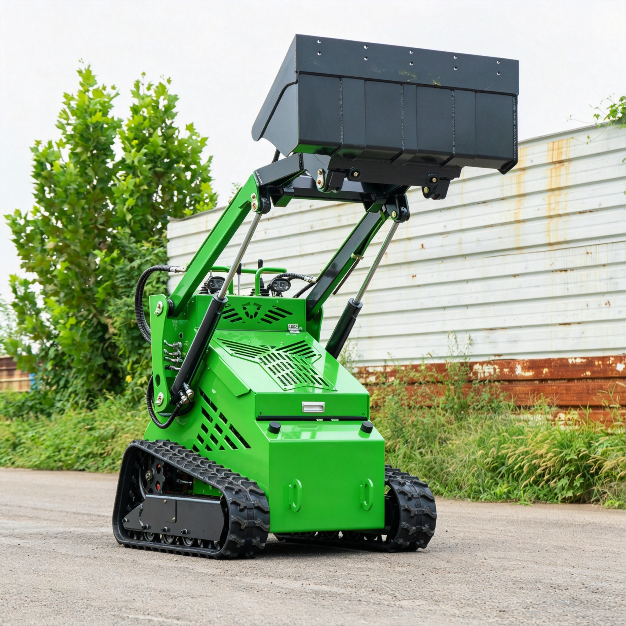 New 380 The Ultimate Tool Green Compact Mini Crawler Loader Hydraulic Skid Steer with Bucket for Landscaping and Utility Work for Tight Space Premium Operations Best Sale