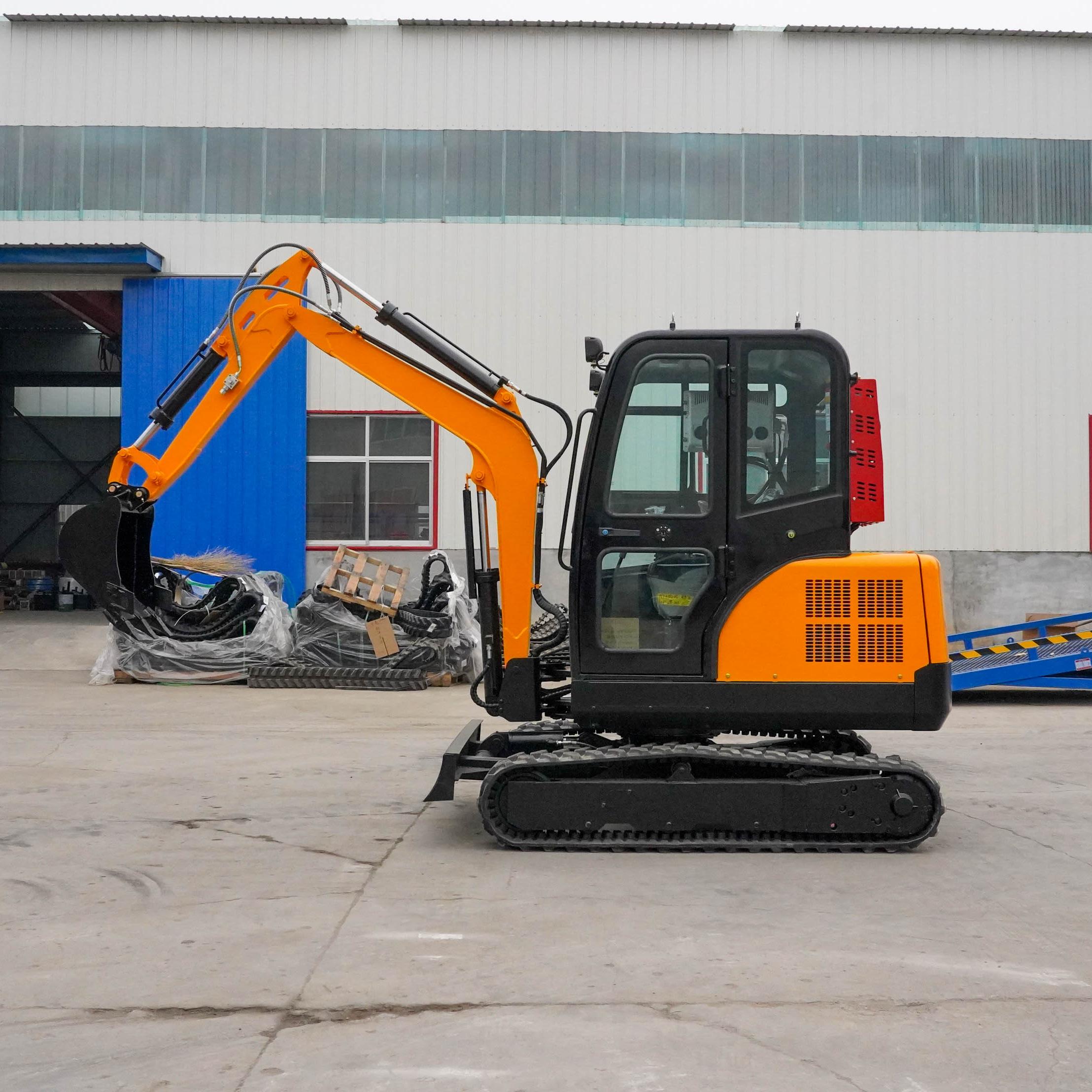 New Free Shipping Good Powerful High Efficient Yellow Excavator Good Sale 3Ton with Side Swinging Boom Tracked Telescopic
