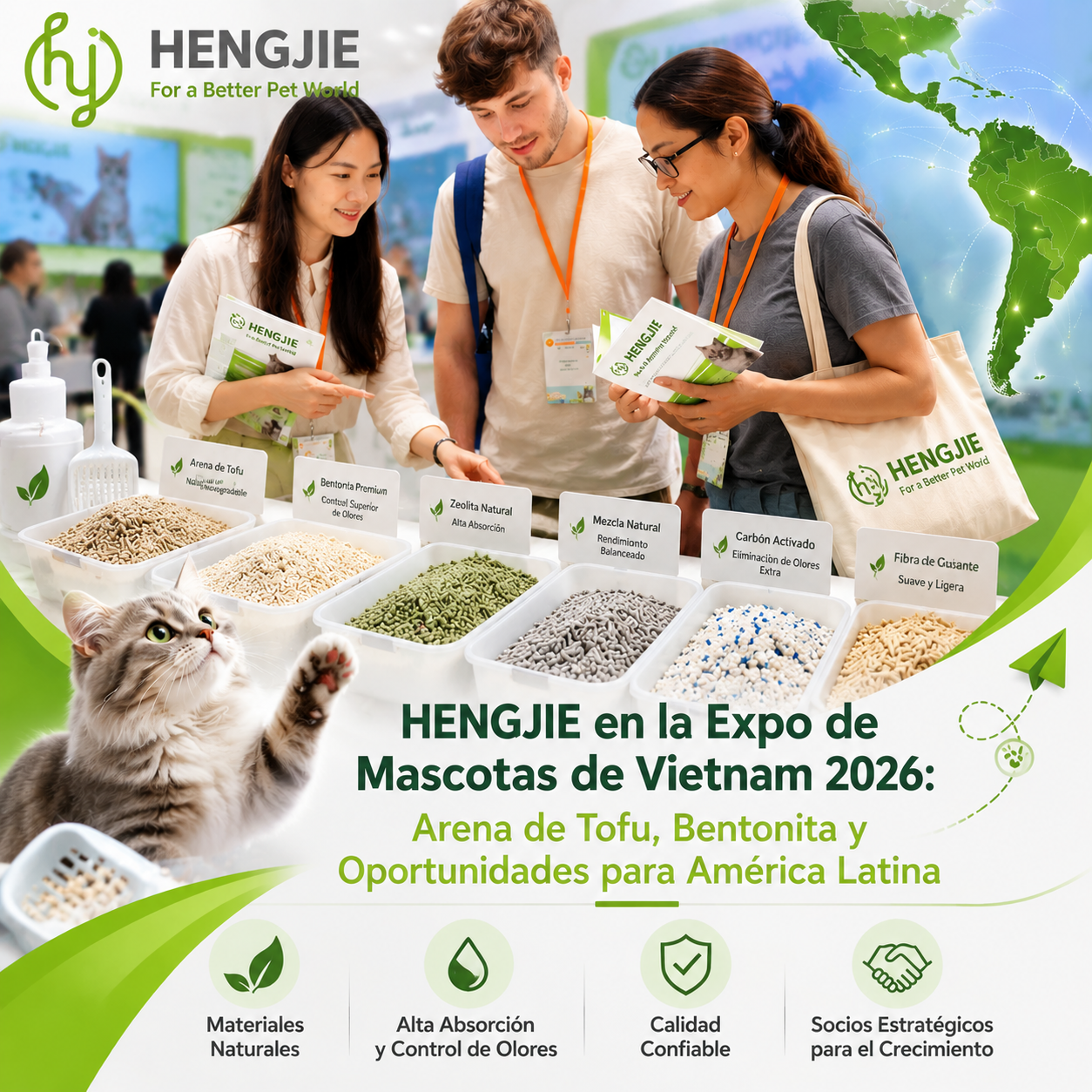 HENGJIE à l’Exposition des animaux de compagnie du Vietnam 2026 : litière en tofu, litière en bentonite et opportunités pour l’Amérique latine