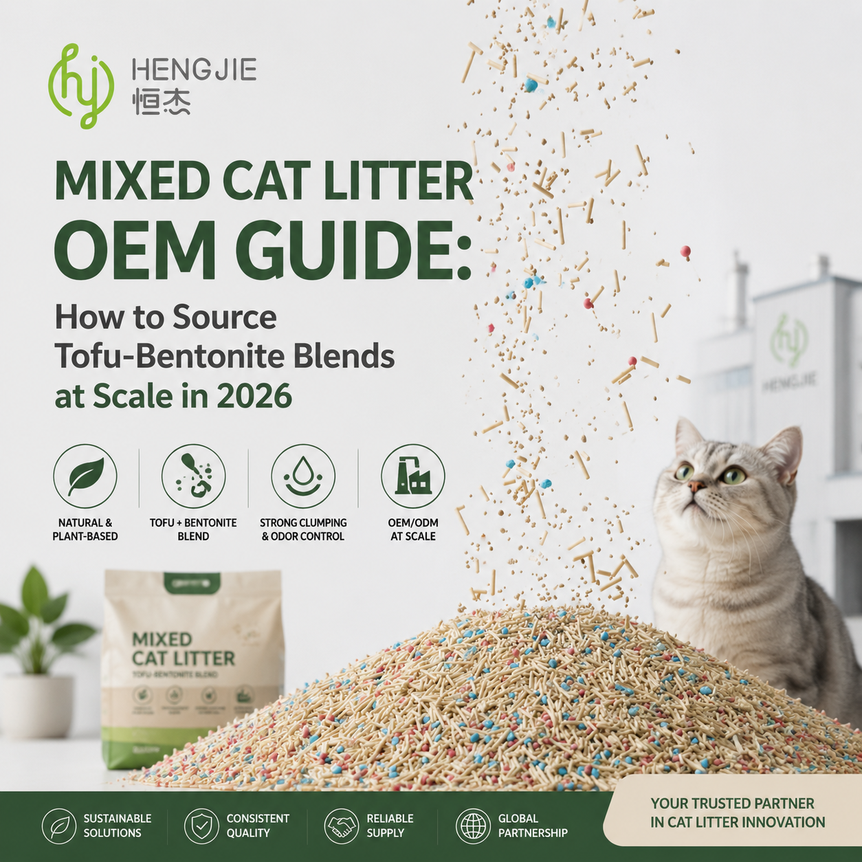Guide OEM pour la litière pour chats mixte : Comment approvisionner à grande échelle des mélanges tofu-bentonite en 2026