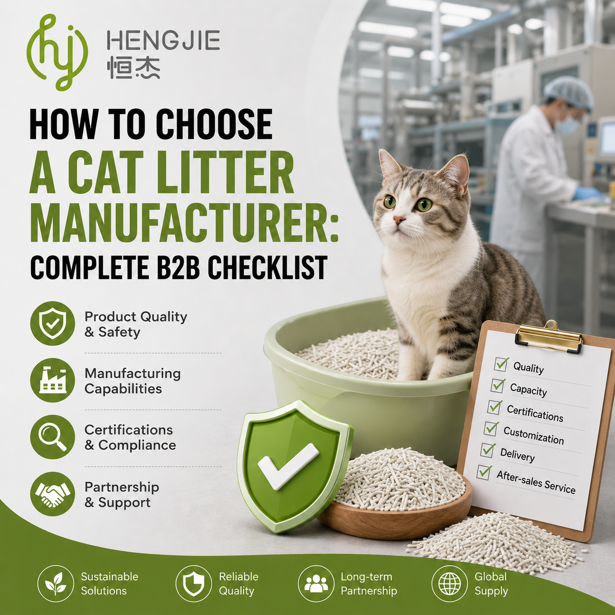 So wählen Sie einen Katzenstreu-Hersteller aus: Vollständige B2B-Checkliste