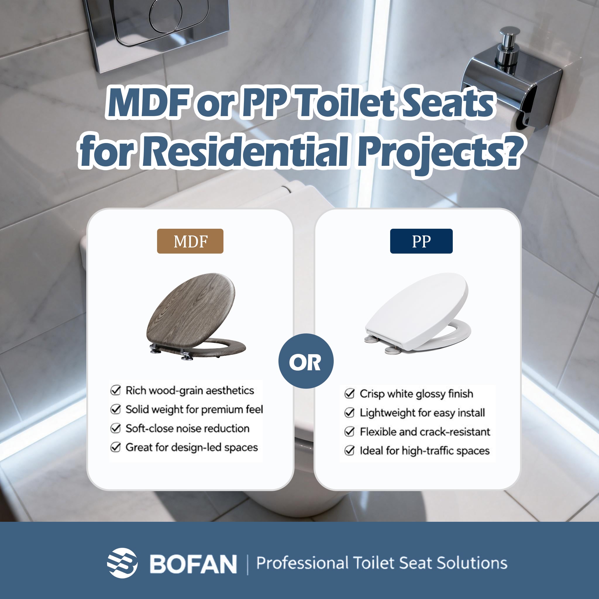 MDF or PP Toilet Seats for Residential Projects?