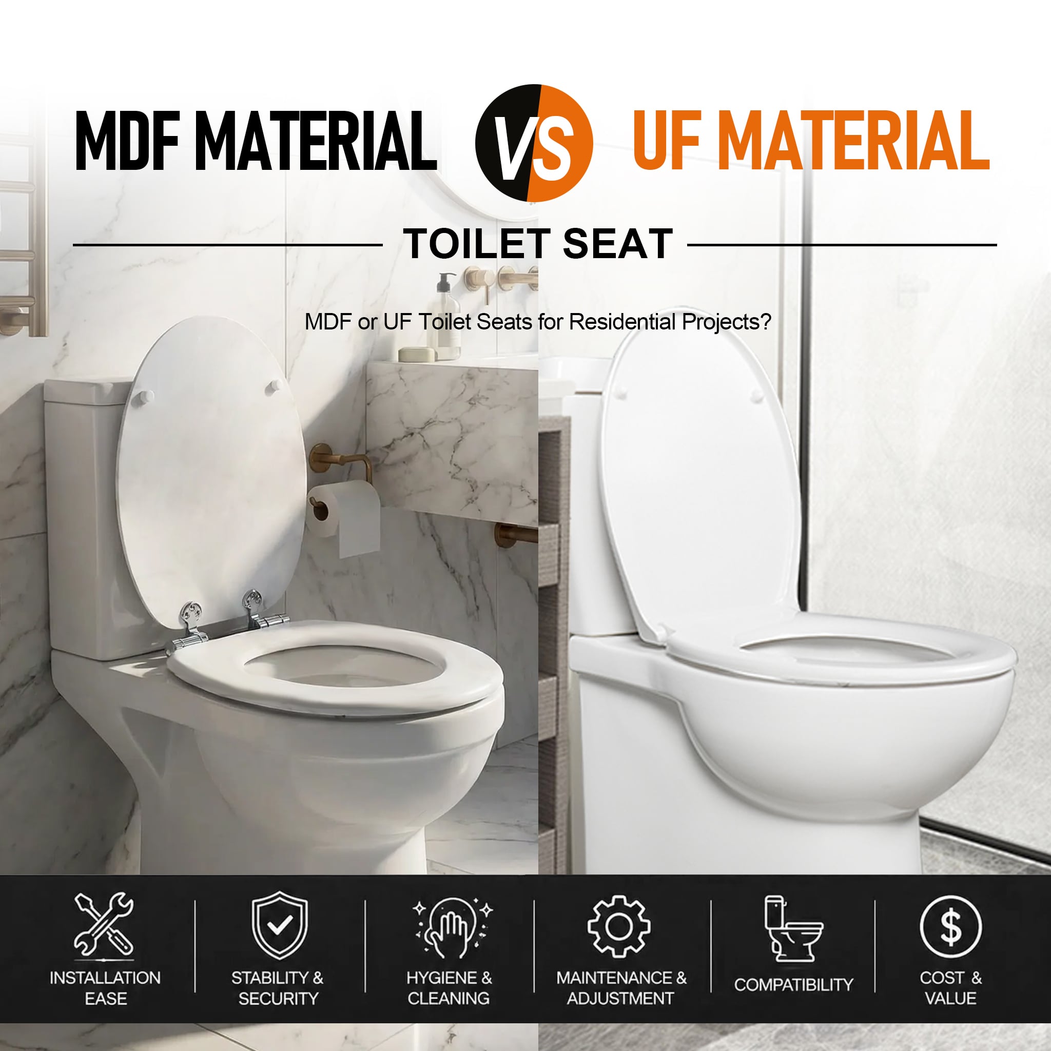 mdf vs uf toilet seat for hotels