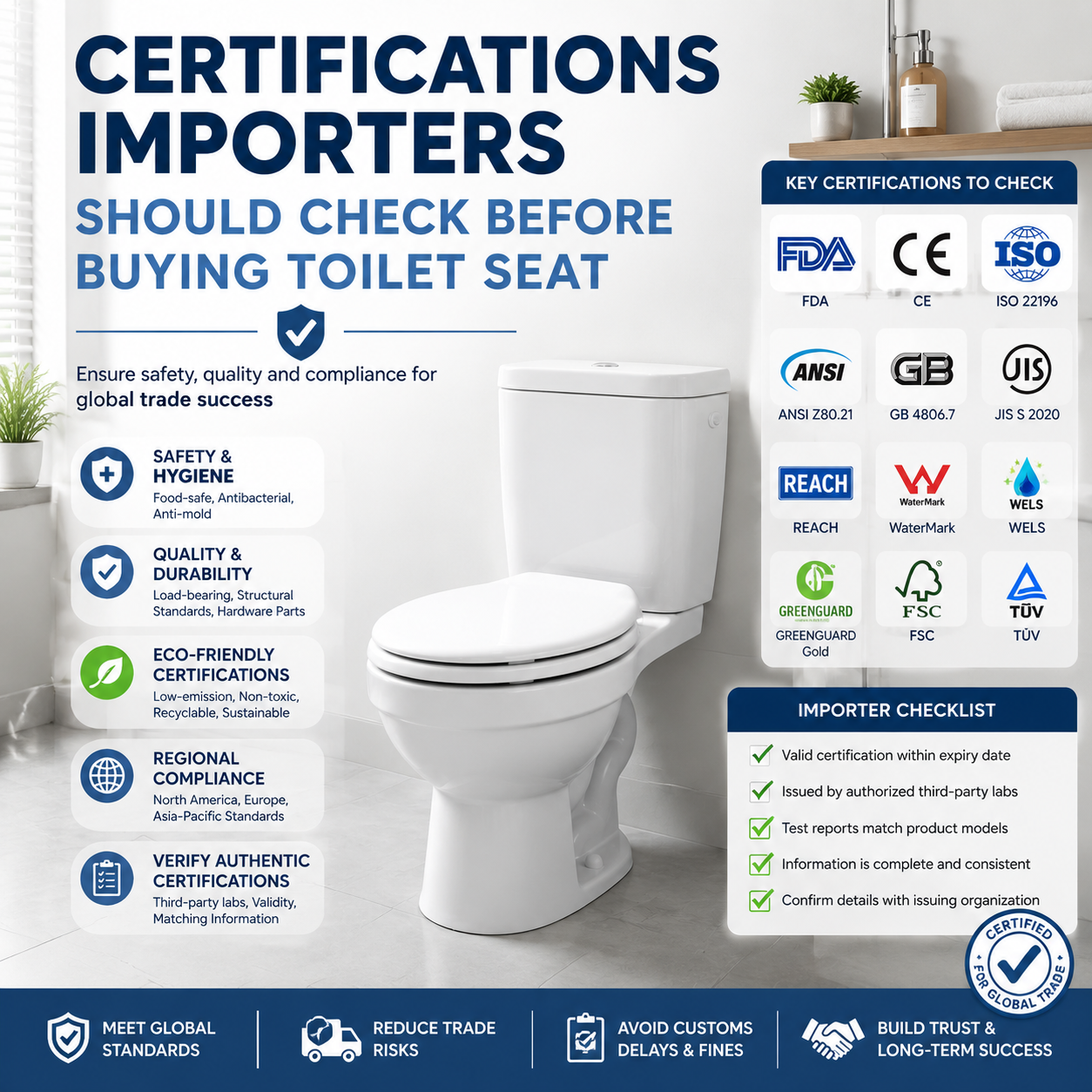 Certificações que os Importadores Devem Verificar Antes de Comprar Assentos para Vaso Sanitário