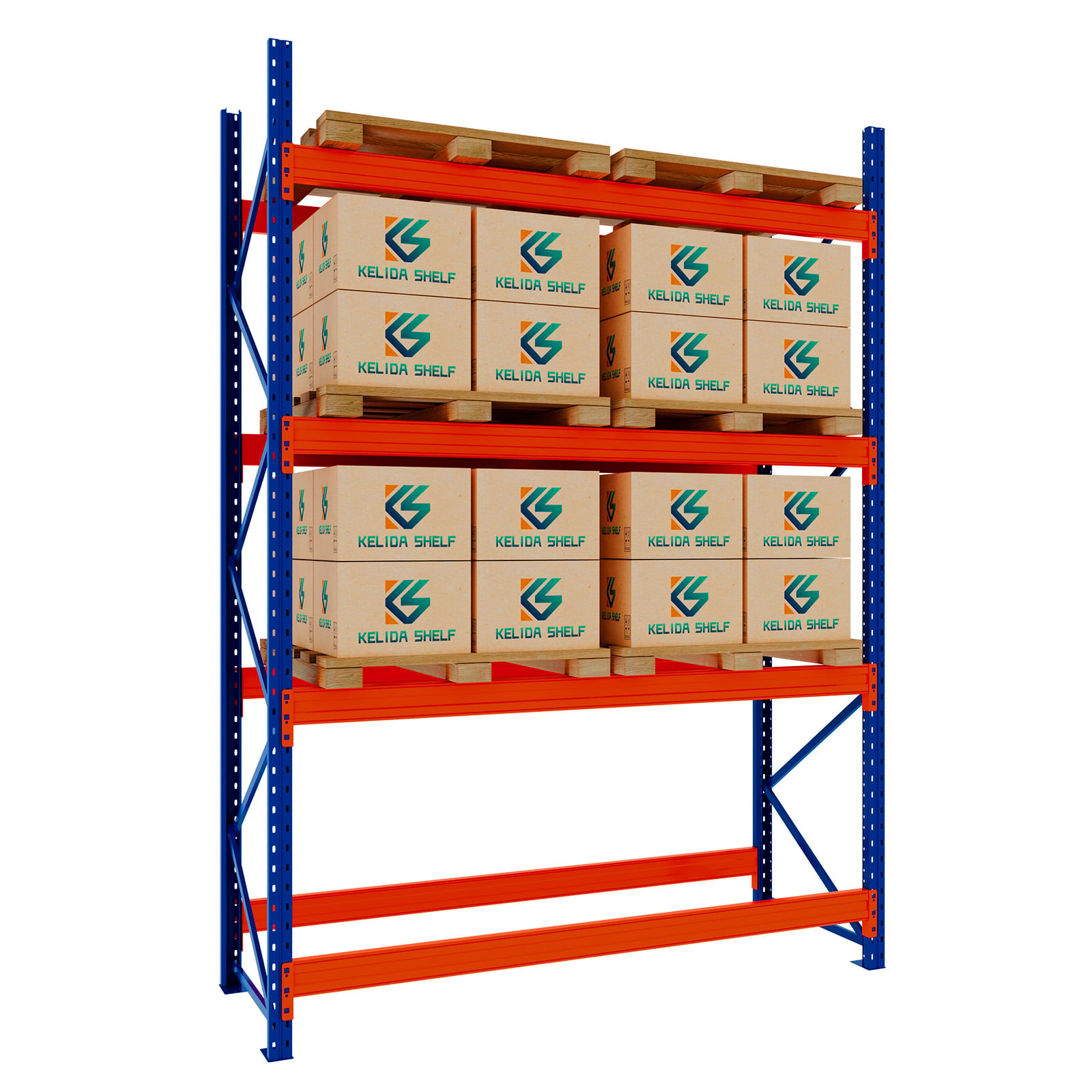 Système d'étagères à palettes réglables pour un stockage flexible en entrepôt