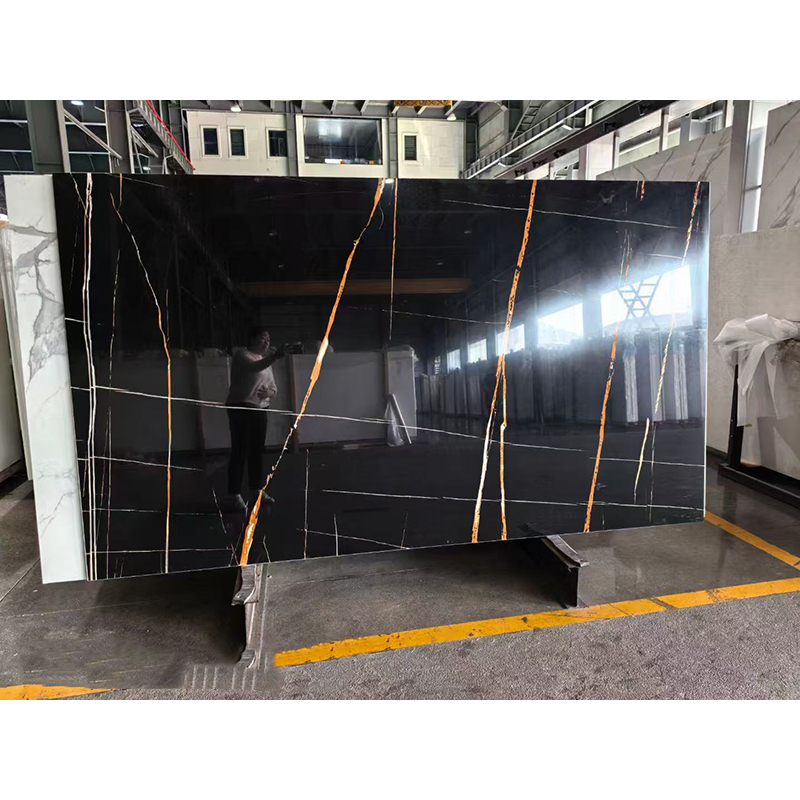 Black Glod Vein Nano Glass NS-NN0015 280*160*1.8CM kitchen countertop, Island, floors, background wall,monument