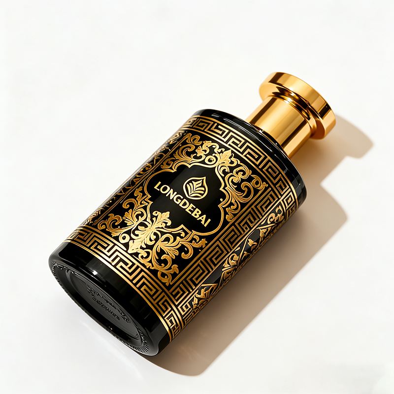 Custom Black and Gold Engraved Aesthetics High-End Men's Perfume Bottle supplier