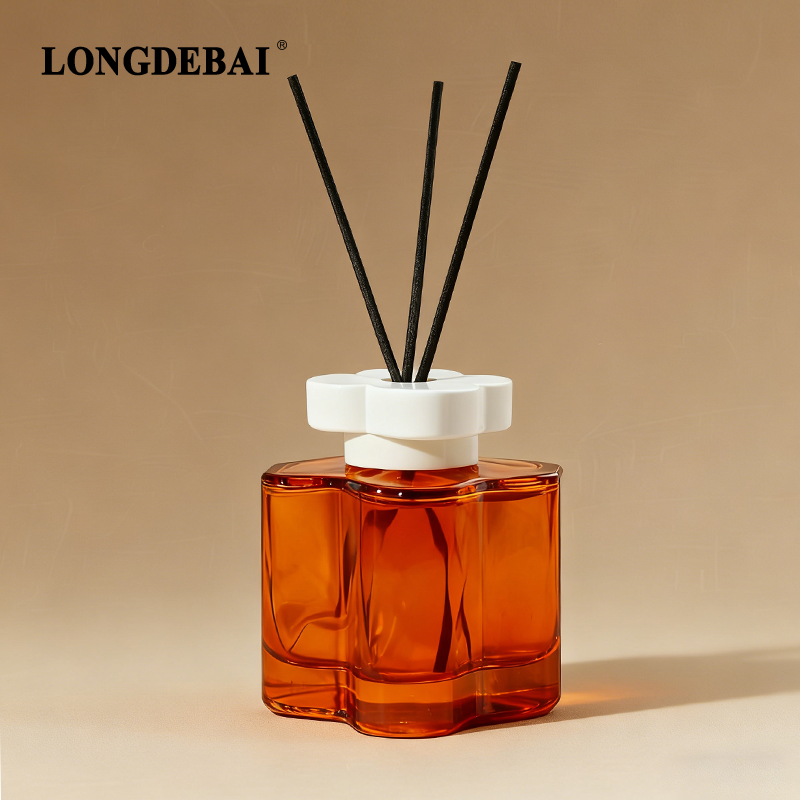 OEM customized petal-shaped glass reed diffuser bottle