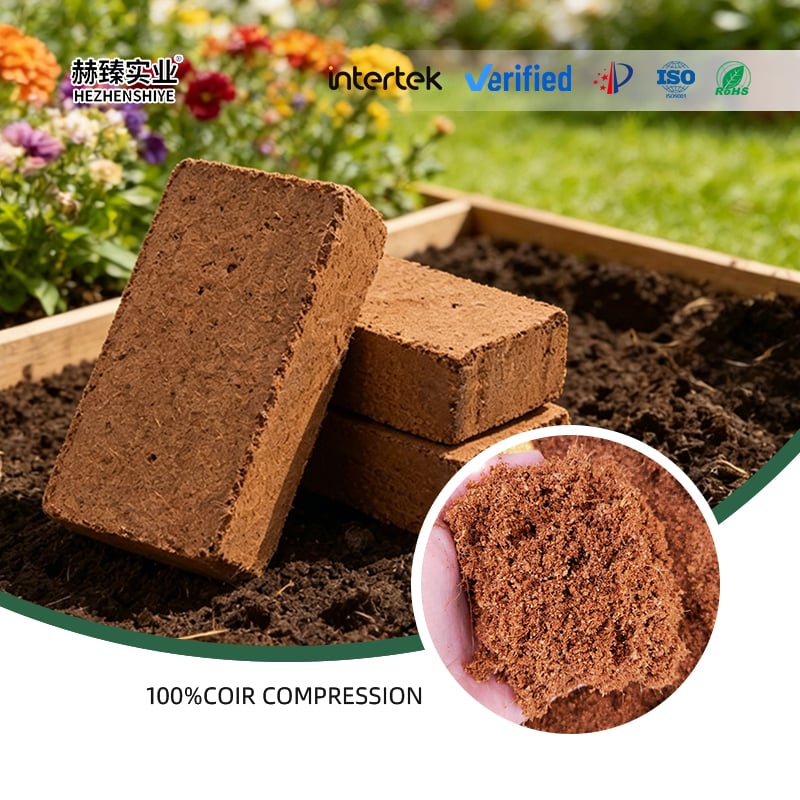 Eco-friendly Origin and Full Processing of Premium Compressed Coco Peat Bricks