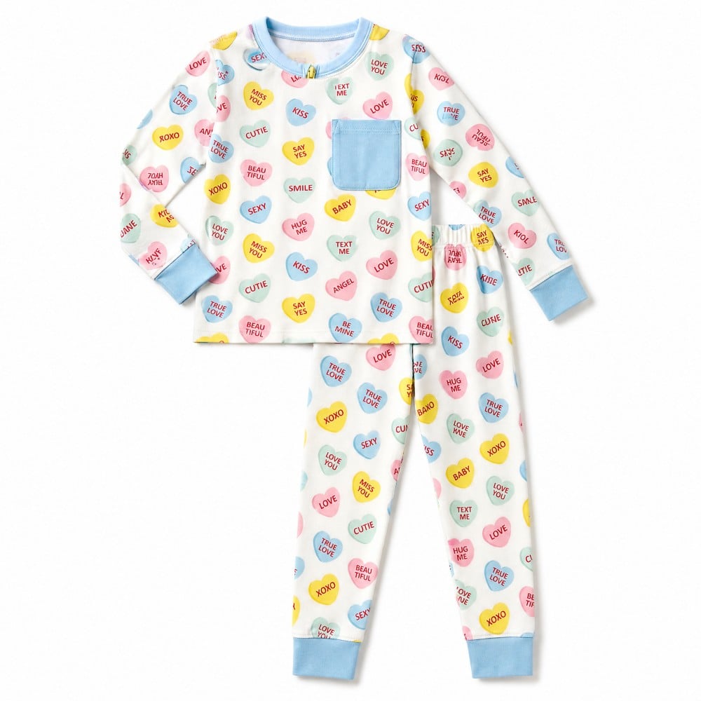 Valentine’s Day Heart Eco-friendly Print Bamboo Viscose Boys Sleepwear Set