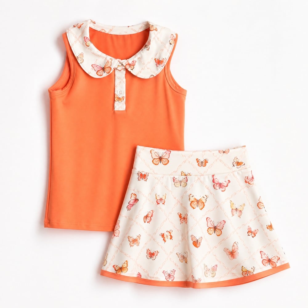 Girls Tennis Outfit Quick-Dry Activewear Yoga Clothes Skort Set