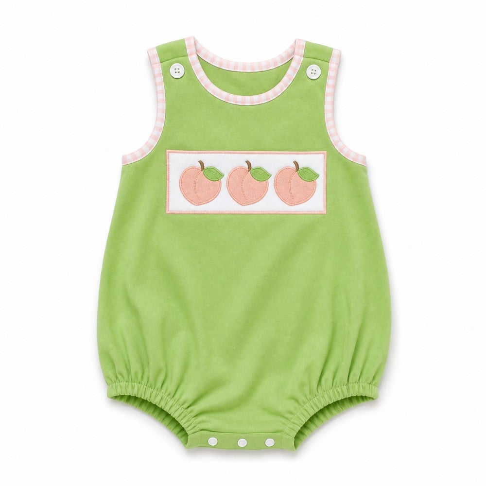Peach Applique 100% Cotton Skin Friendly Baby Boys Romper