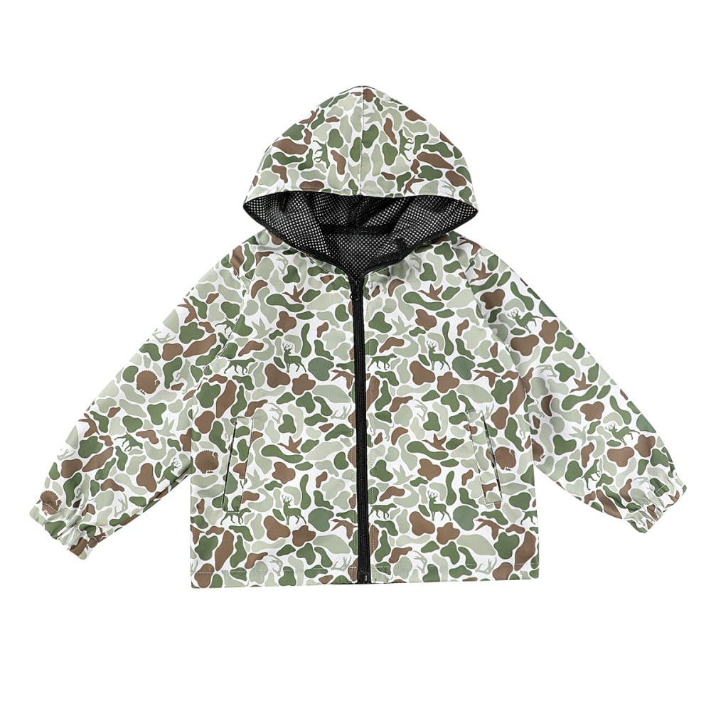 Puresun ODM OEM Boys Camo Print Hooded Jacket for Fall Winter