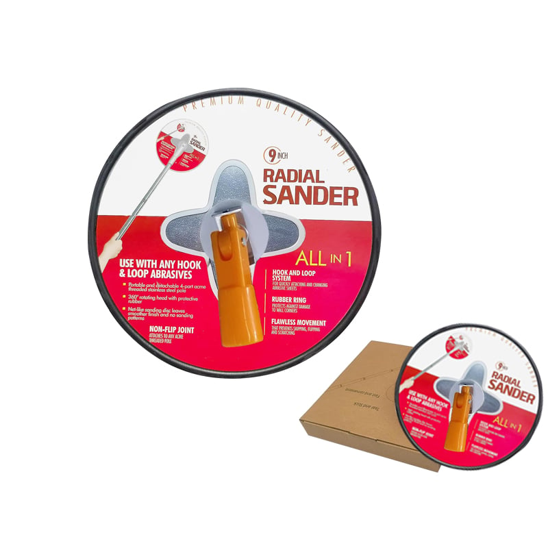 9-tyd Radiale Hand Sandsasser Premie Muur Reinigings- en Polstrengerei met Haak-en-Lus Sisteem vir Droogmuur & Verf Projekte