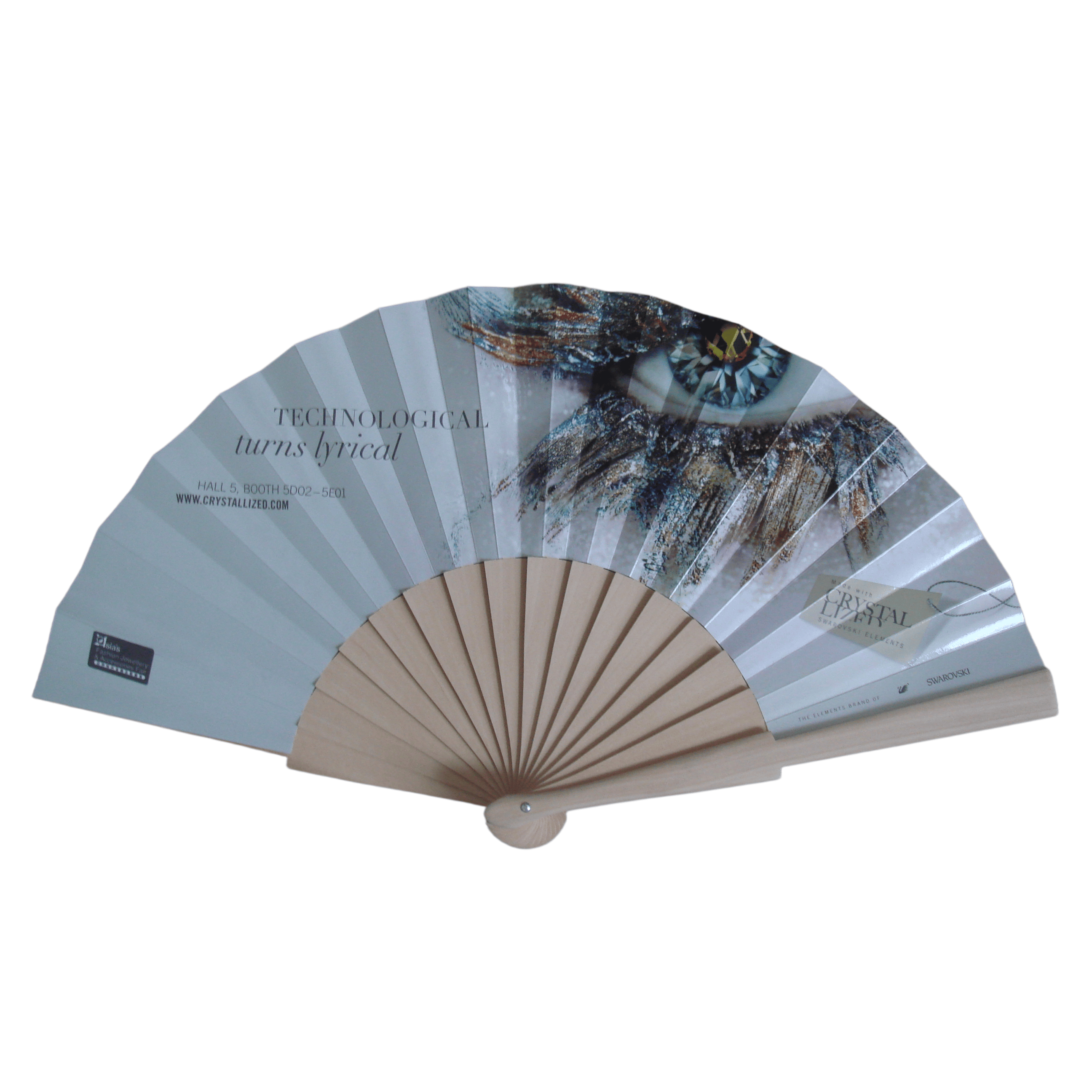 Custom Printed Paper Wooden Hand Fan – High-Definition Branded Promotional Folding Fan for Trade Shows & Corporate Events