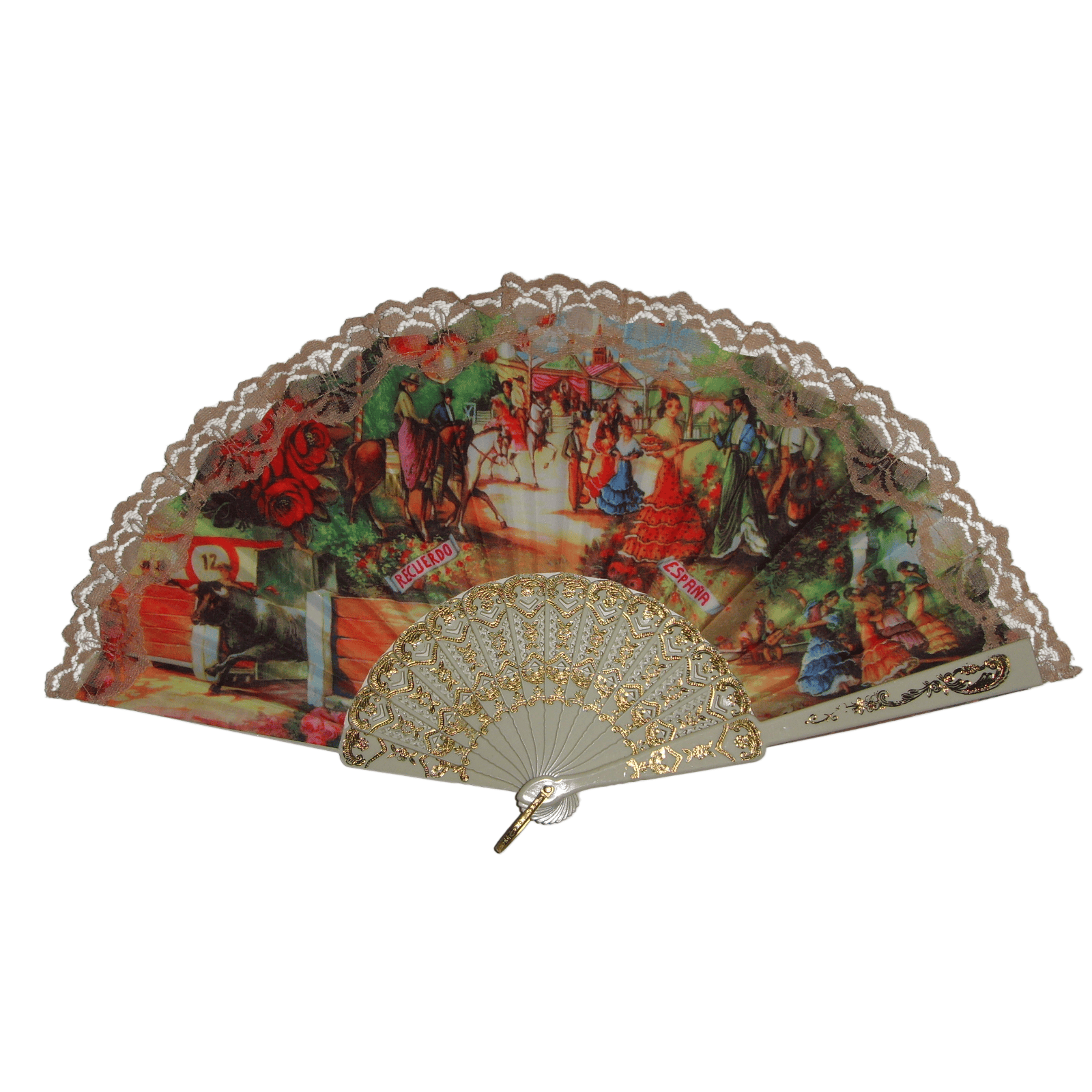 30cm Large Spanish Style Hand Fan – Vintage 