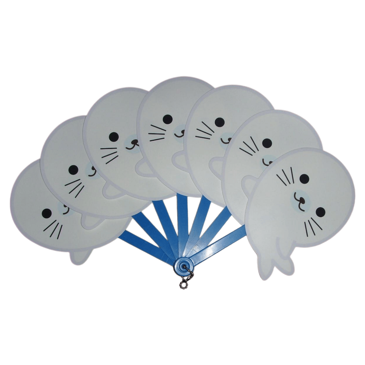 Die-Cut Marine Animal PP Folding Fan – Cute Seal Keychain Multi-Blade Plastic Fan for Aquariums & Ocean Promos
