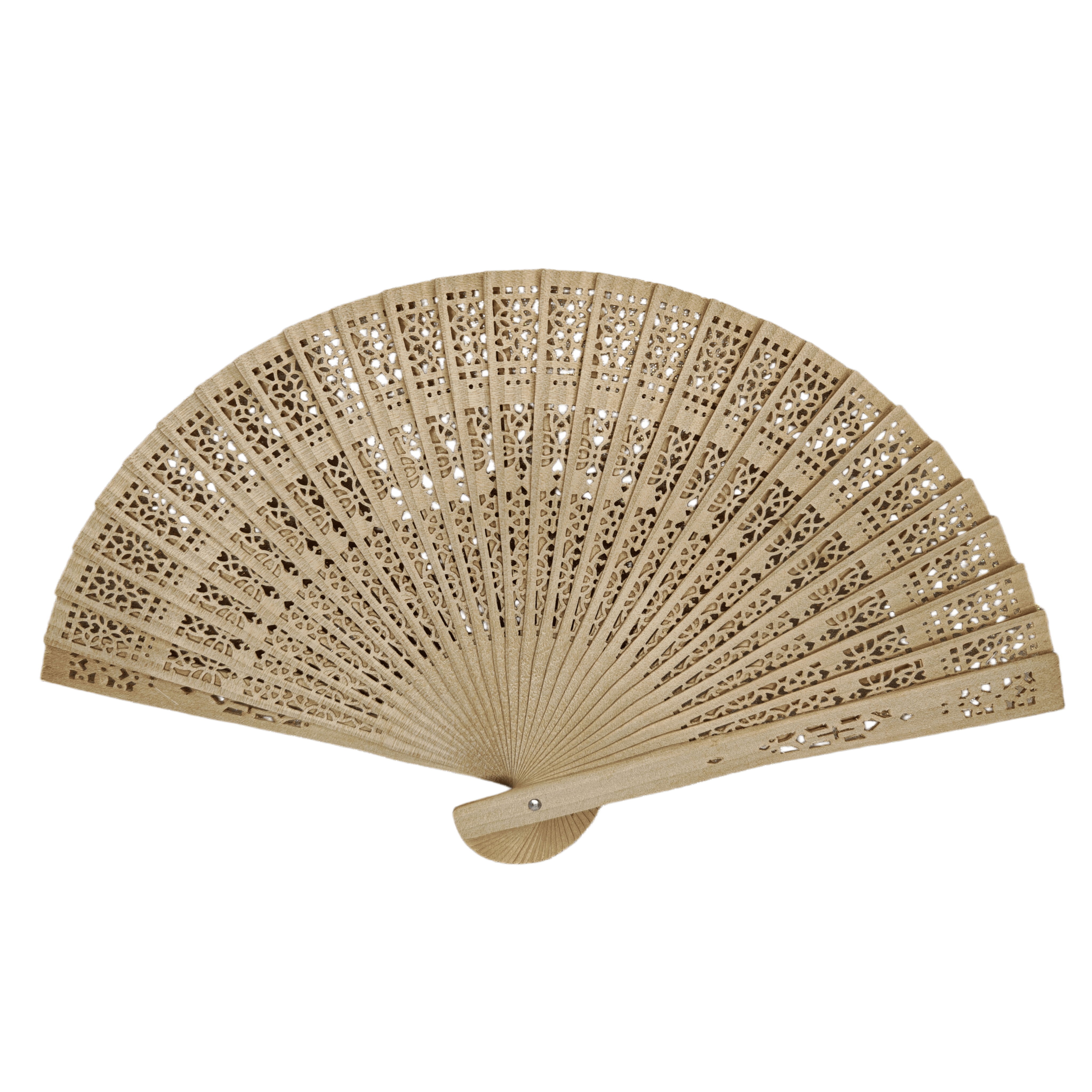 Natural Sandalwood Carved Folding Fan – Vintage Filigree Plain Wooden Hand Fan for Rustic Weddings & Premium Favors