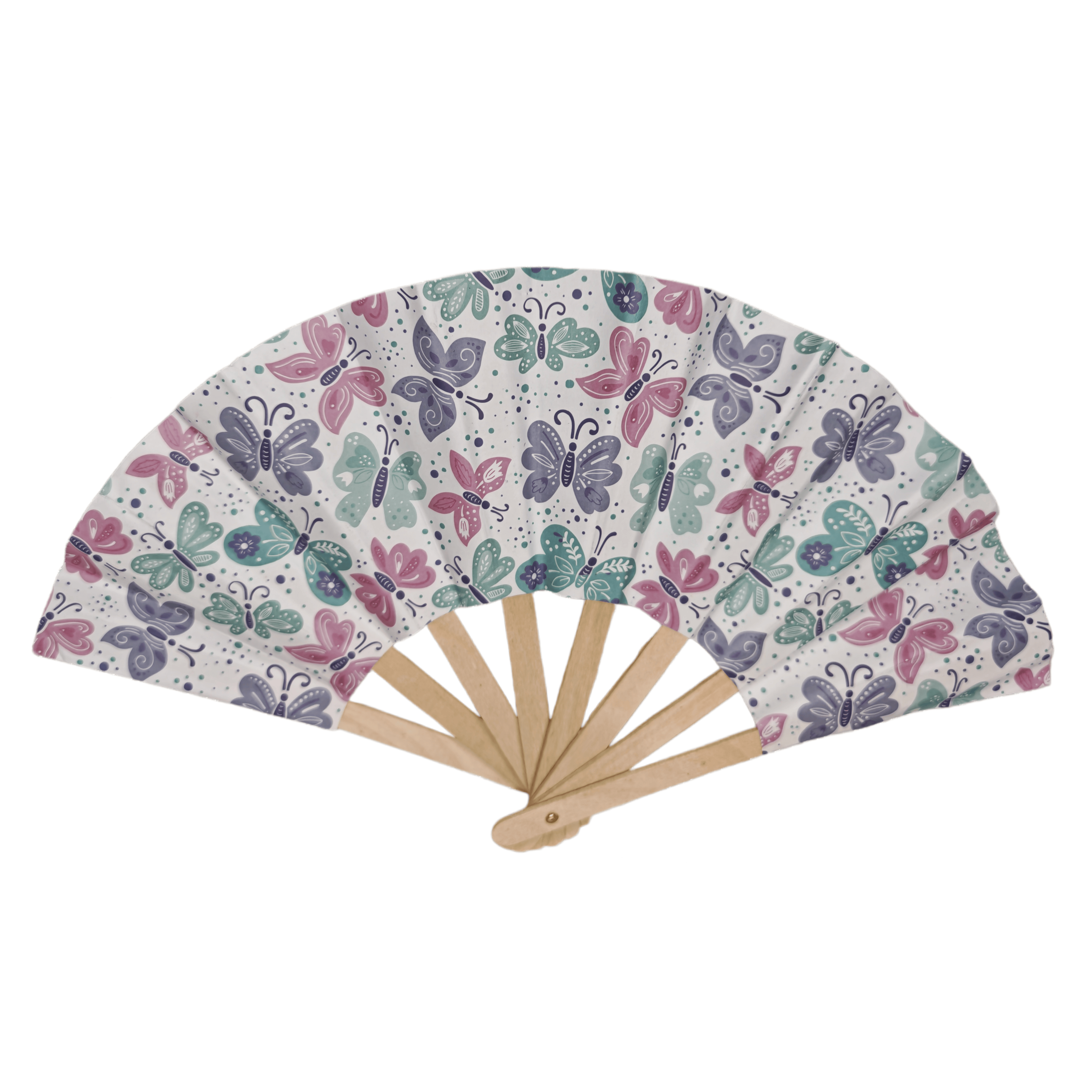 Small Butterfly Paper Wooden Hand Fan – Mini Pocket Folding Fan for Kids' Parties, Baby Showers & DIY Crafts