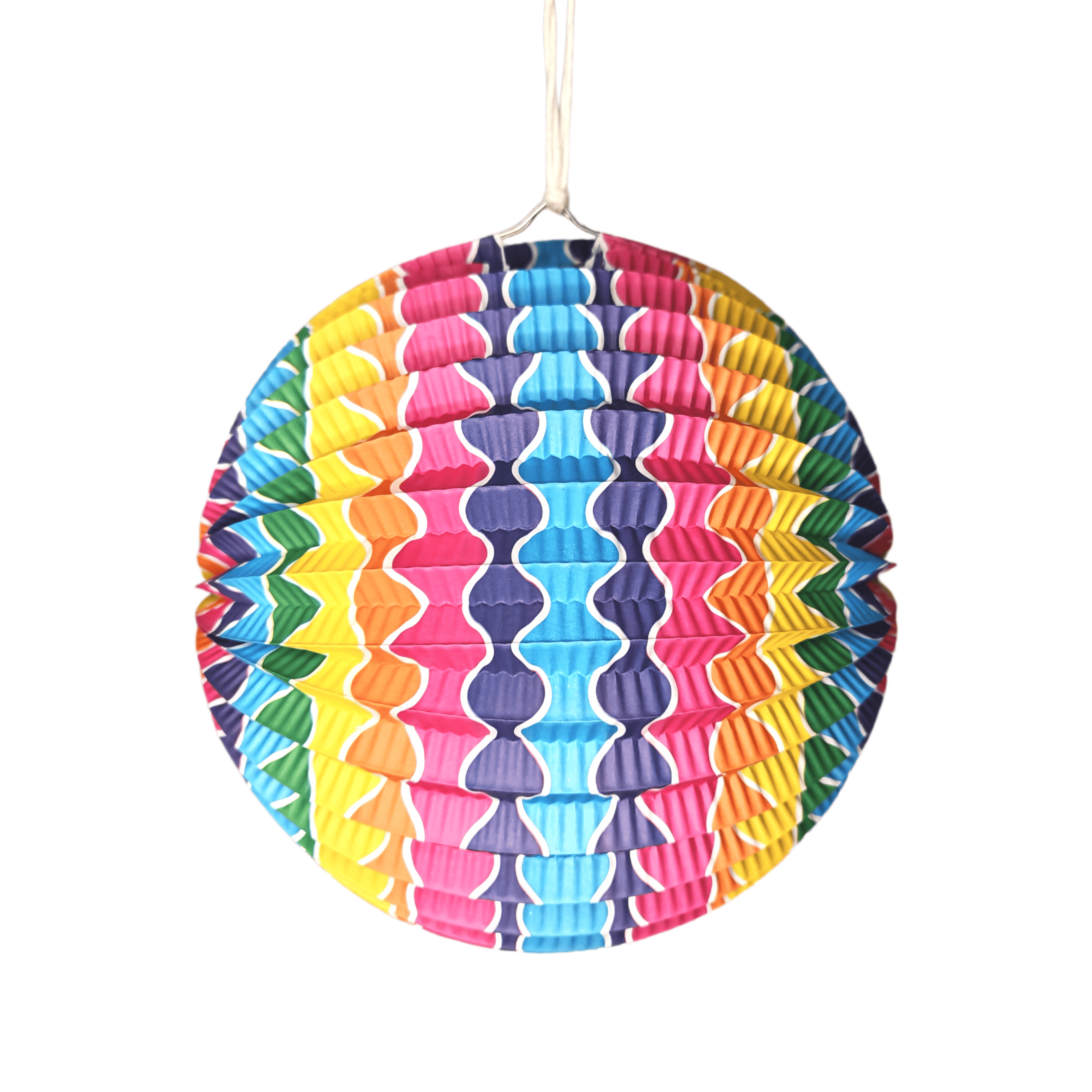 Wholesale Colorful Wavy Striped Accordion Paper Lantern – Vibrant Rainbow Ribbed Hanging Decor for Parties & Festivals