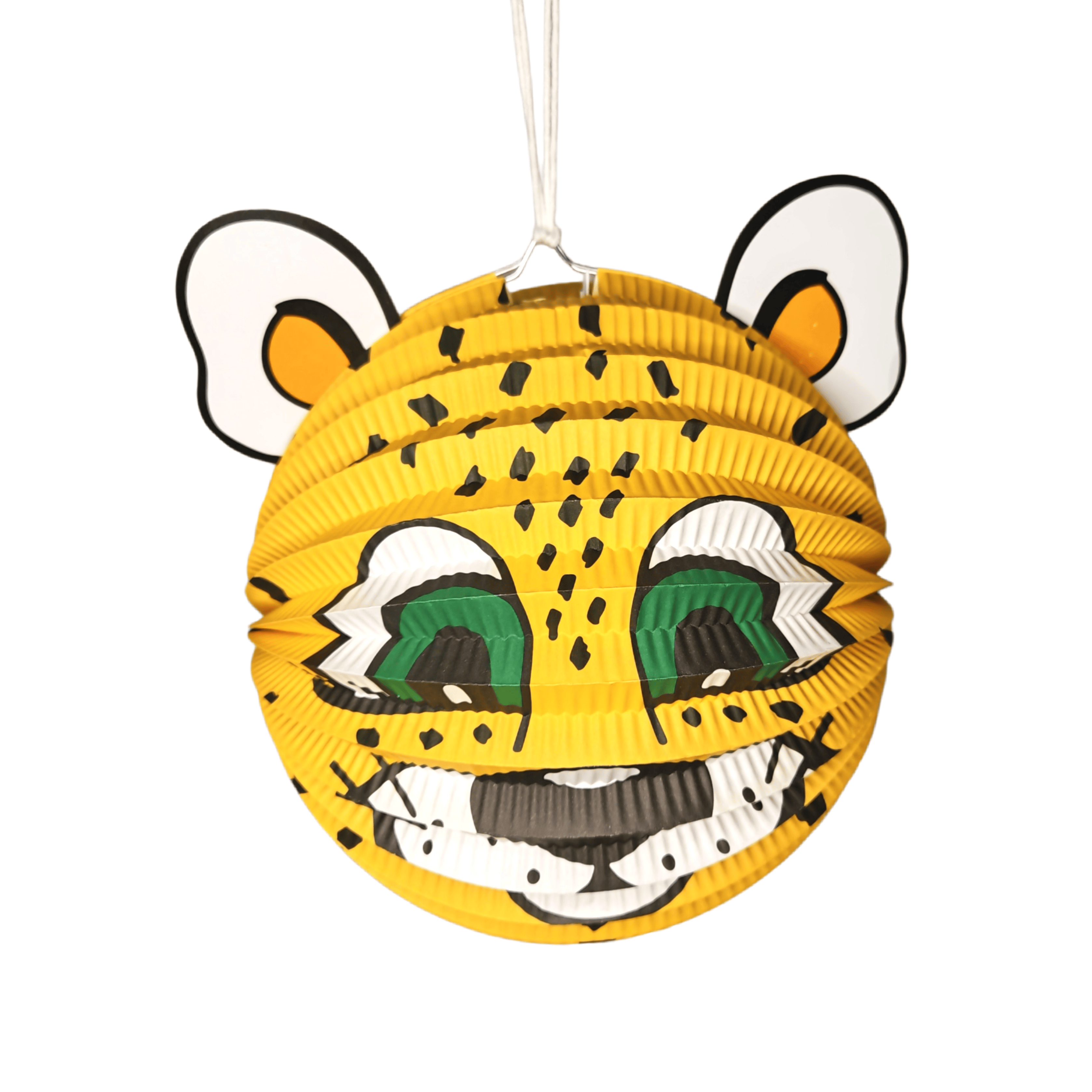 Yellow Leopard Animal-Shaped Ribbed Paper Lantern for Kids' DIY & Safari Theme Decoration