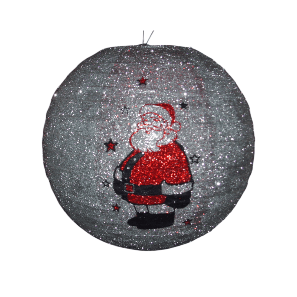 Glitter Santa Claus Round Paper Lantern for Christmas Party Decoration