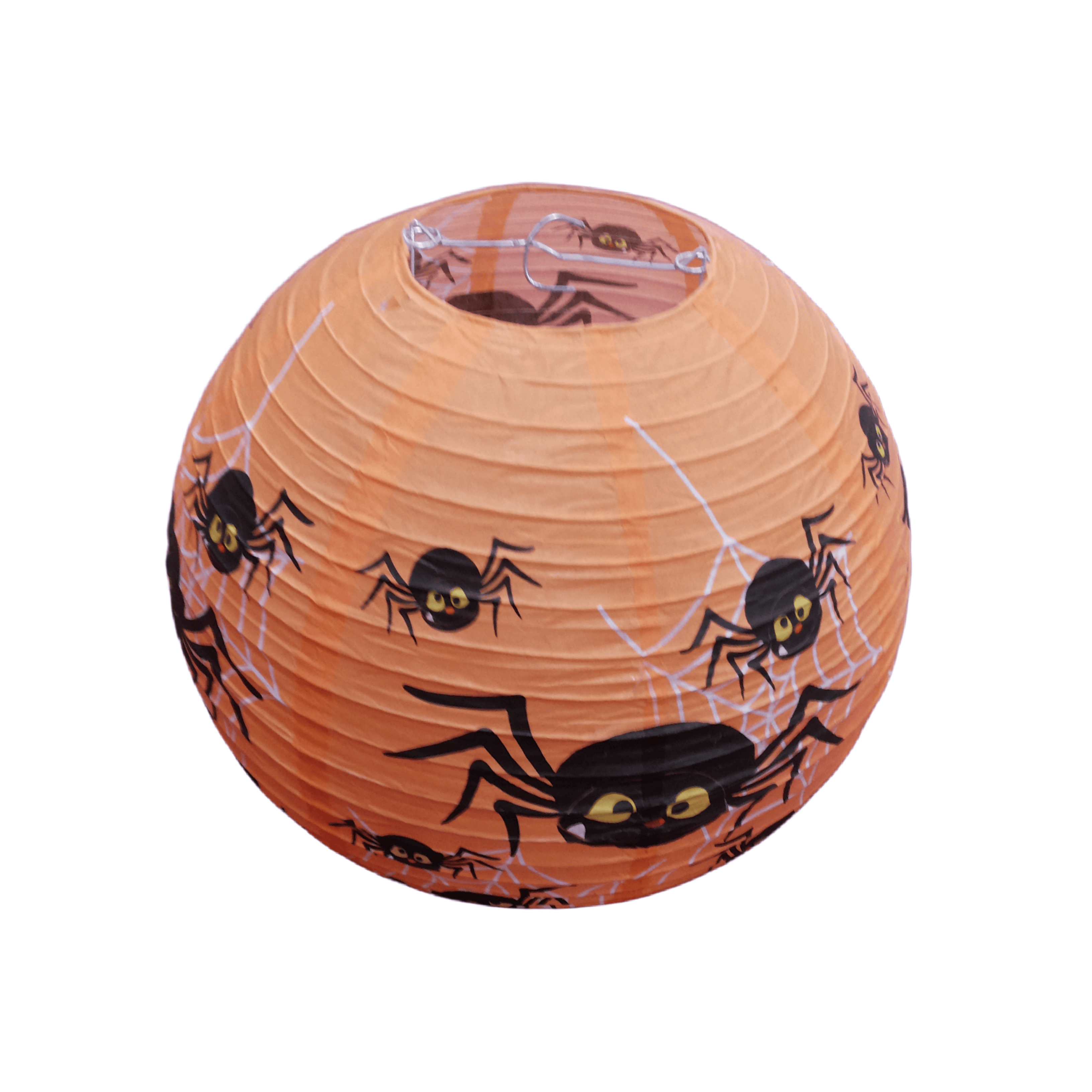 Orange Spider Printed Round Paper Lantern for Halloween Party Decoration