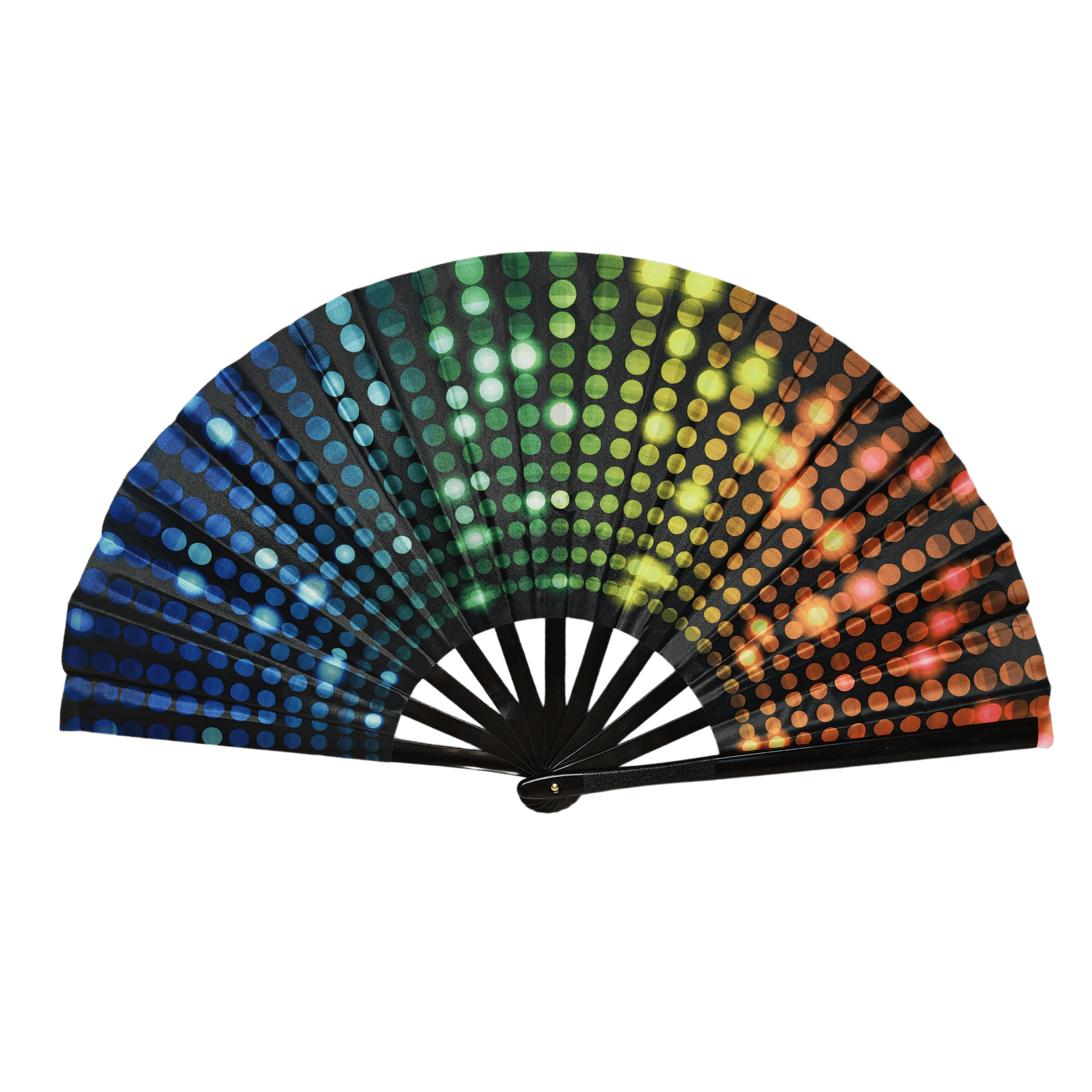 Neon Disco Light Fabric Plastic Hand Fan – Vibrant Rave Folding Fan for Music Festivals, Nightclubs & Party Merchandise