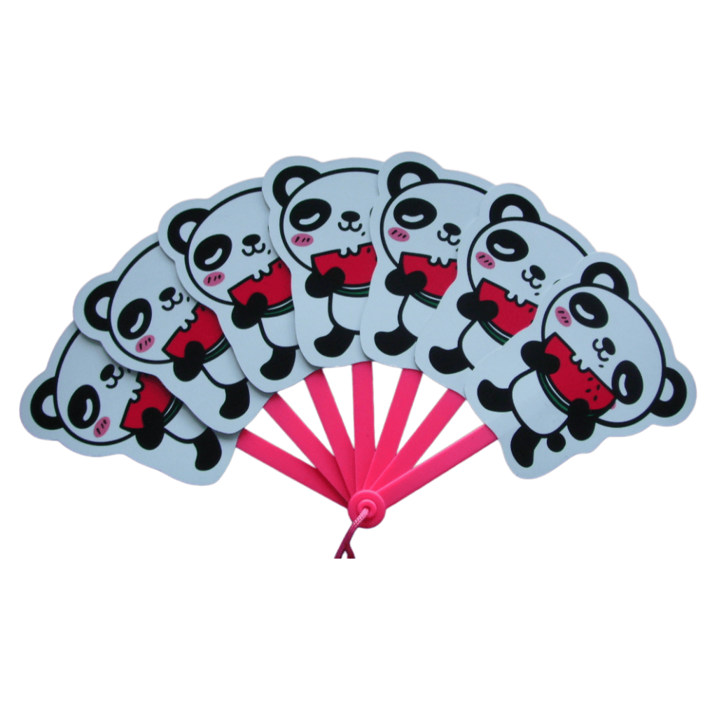 Die-Cut Mascot PP Folding Fan – Custom Silhouette Cartoon Panda Multi-Blade Plastic Fan for Zoo Souvenirs & Summer Promos