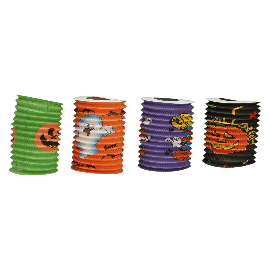 Halloween Cylindrical Paper Lantern Set of 4 – Assorted Pumpkin, Ghost & Bat Designs for Festival Party Decoration
