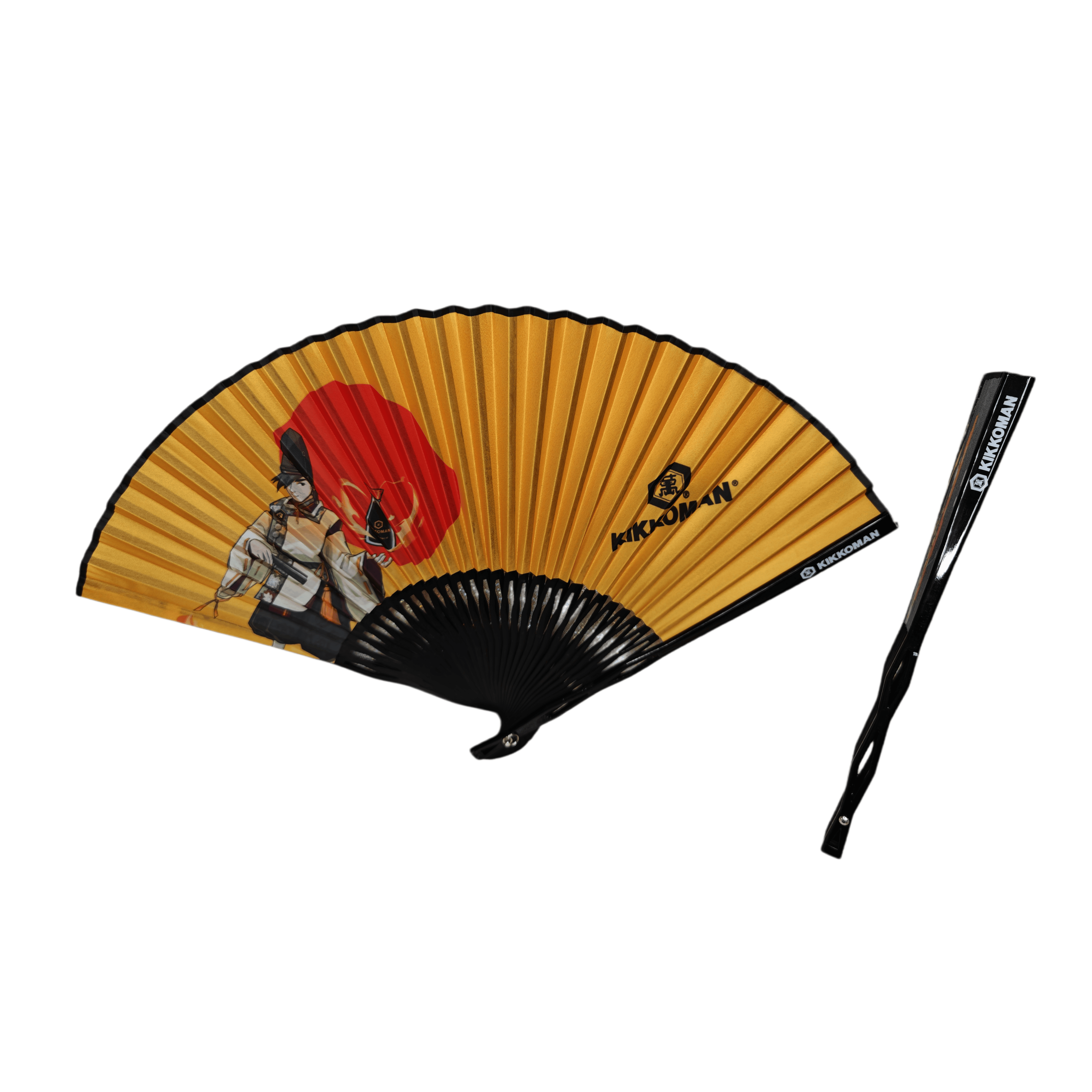 Custom Branded Fabric Bamboo Hand Fan – Premium Japanese Art Folding Fan with Black Carved Ribs for Corporate Promotions
