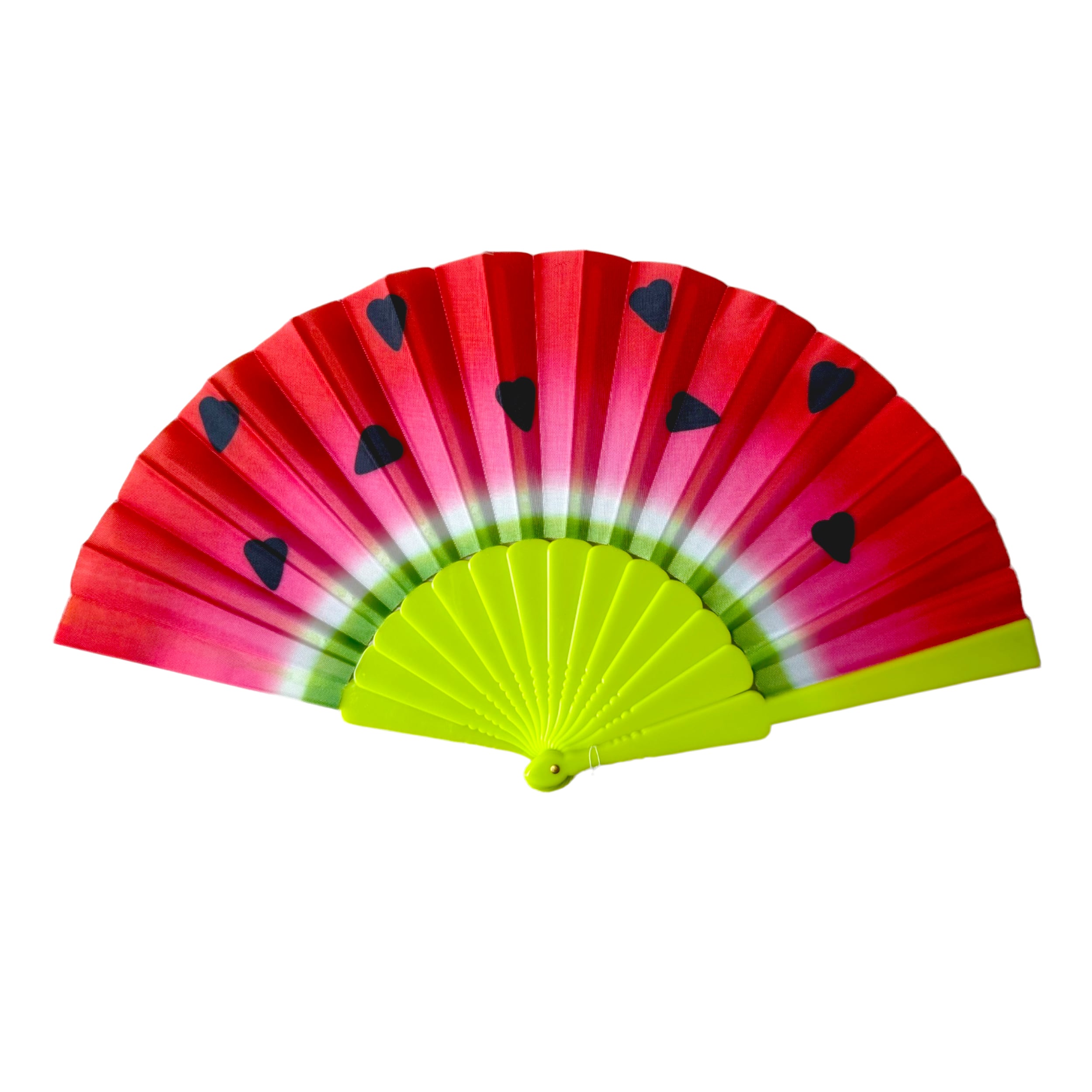 Creative Watermelon Printed Fabric Plastic Hand Fan for Summer Parties, Fruit-Themed Events & Promotional Swag