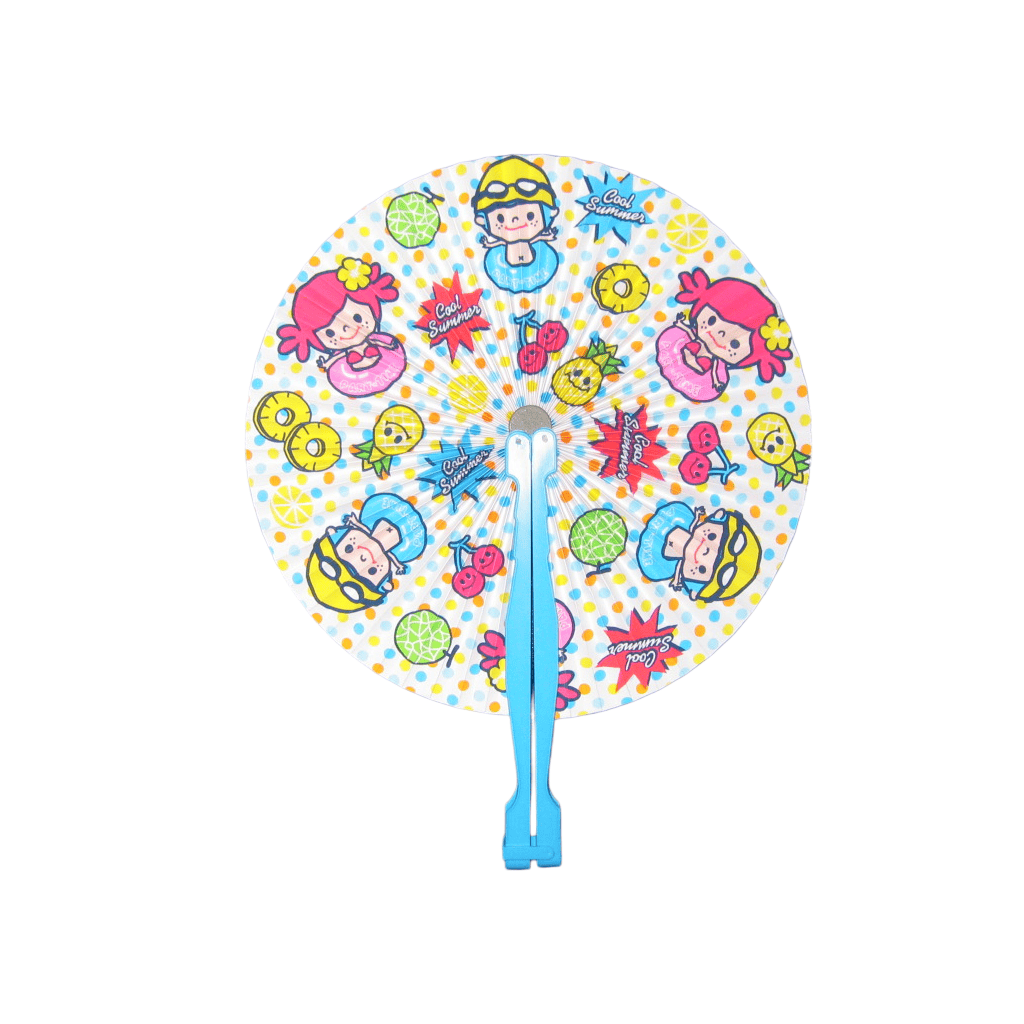 Custom Printed Paper Pocket Fan – Round Folding Plastic Handle Fan for Kids Summer Promos & FMCG Giveaways