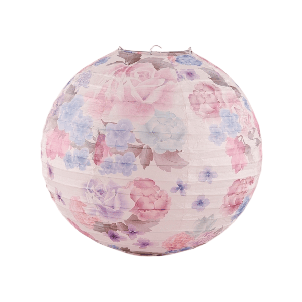 Watercolor Floral Round Paper Lantern – Romantic Pastel Hanging Decor for Spring Weddings & Garden Parties